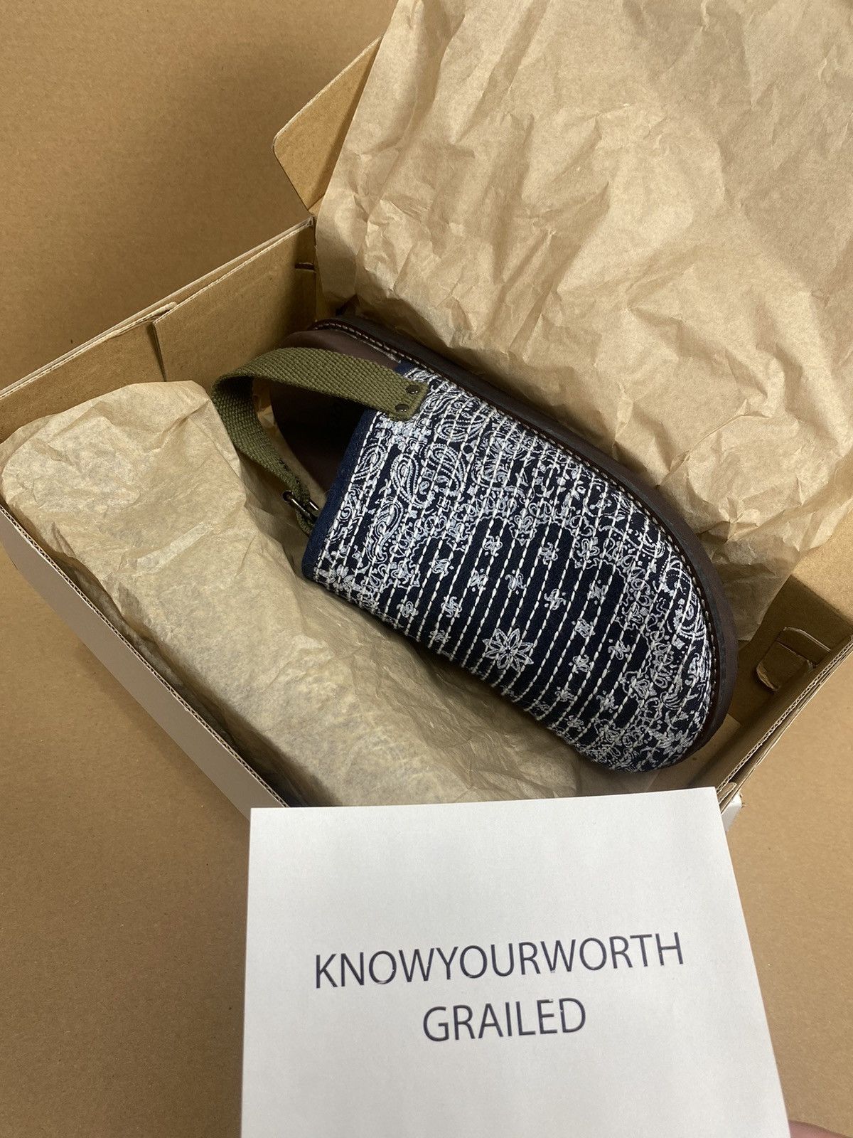 Japanese Brand *NoTariff Bandana Sashiko Stitch Indigo Dyed Mule / Clog Size US 10 / EU 43 - 11 Thumbnail