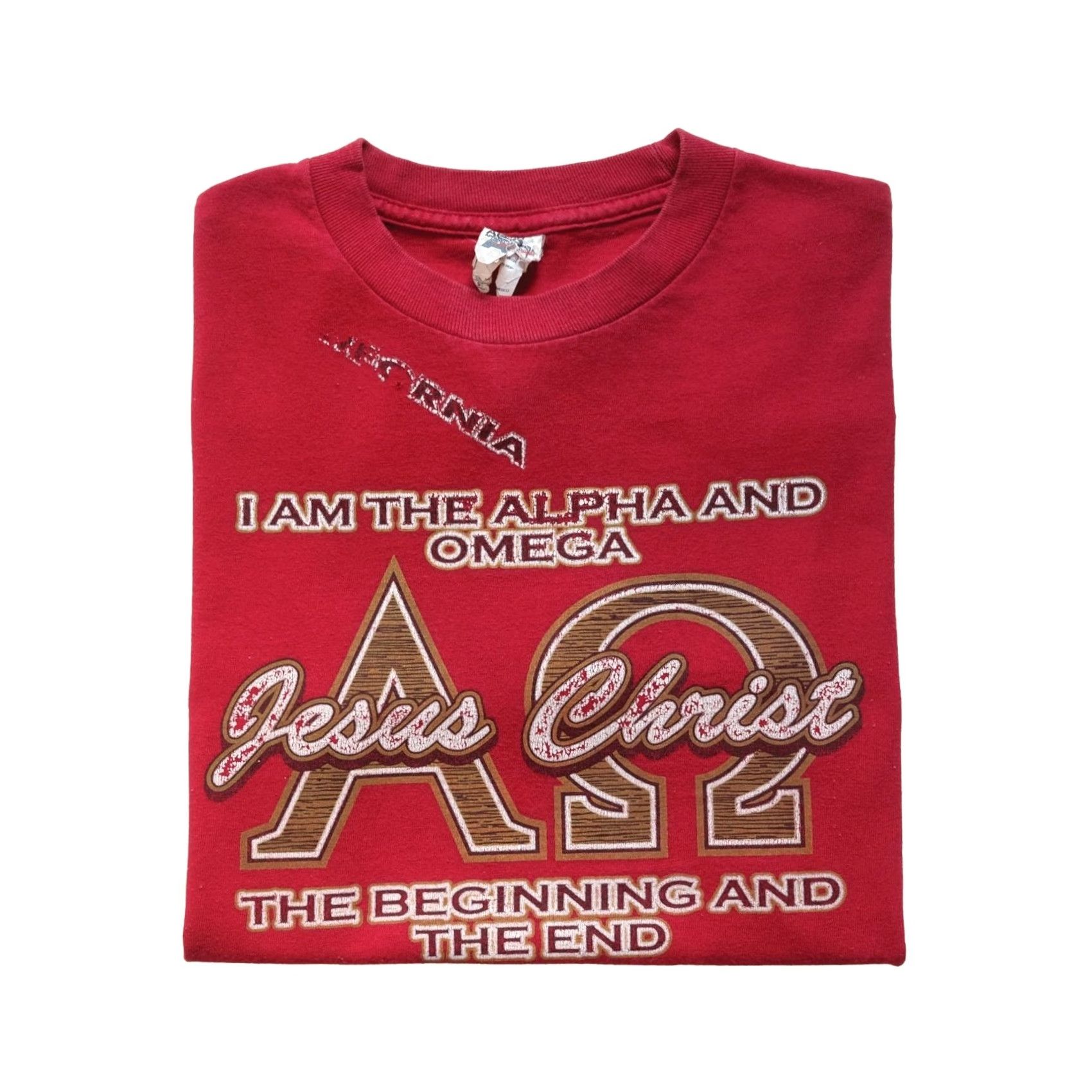 Omega VINTAGE 90s ALPHA OMEGA JESUS CHRIST CALIFORNIA GOD RED GRAPHIC T SHIRT SZ S MEN Size US S / EU 44-46 / 1 - 2 Thumbnail