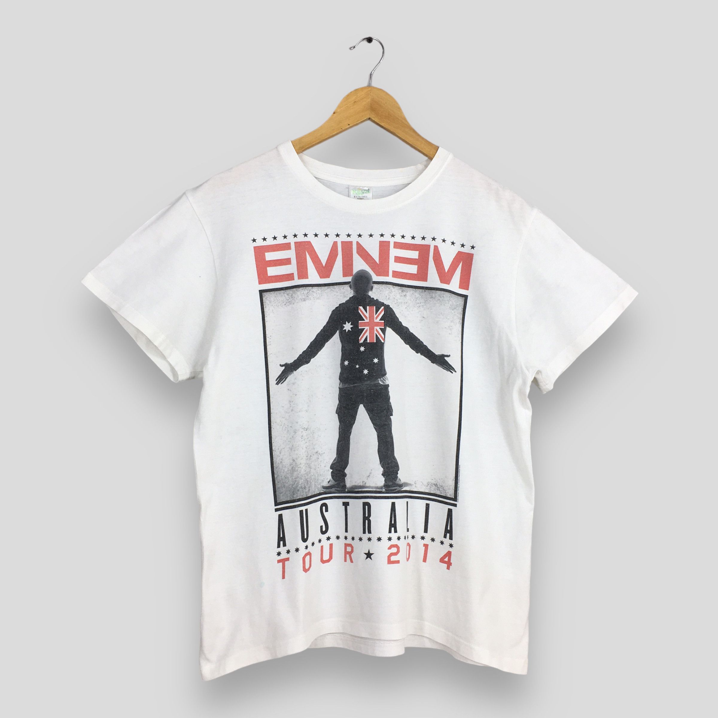 image of Y2K Eminem Rap Australia Tour 2014 Concert White T Shirt M, Men's (Size Medium)