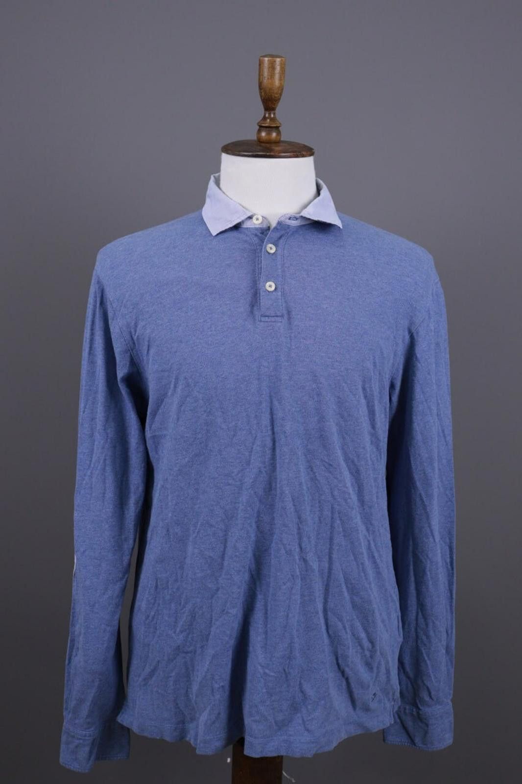 Designer Hackett London Classic Fit Blue Rugby Polo Sweater Size L Size US L / EU 52-54 / 3 - 1 Thumbnail