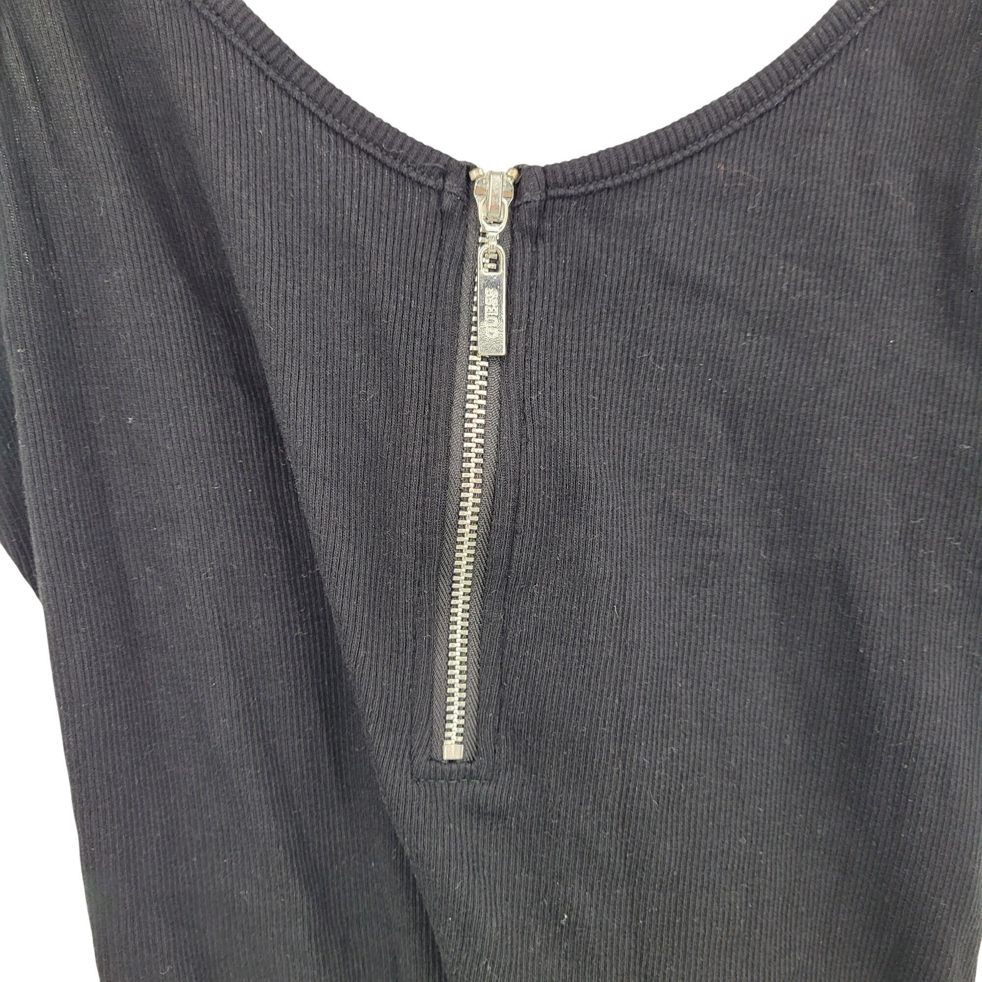 Guess 90s Guess Black Rib Knit Tank Top Zipper Detail Womens T-Shi Size M / US 6-8 / IT 42-44 - 2 Thumbnail