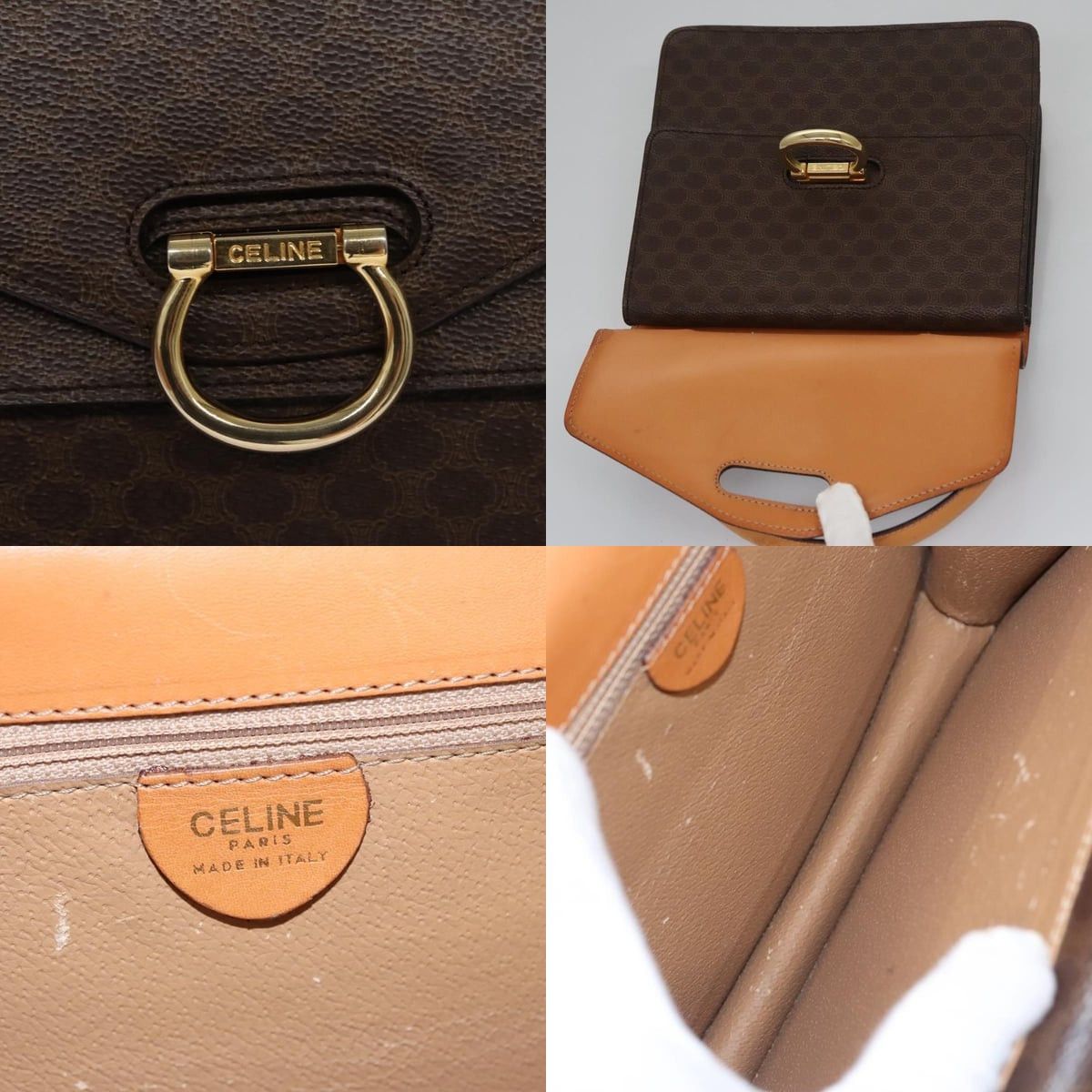 Celine CELINE Macadam Canvas Hand Bag Pvc Leather Brown Gold Size ONE SIZE - 11 Thumbnail