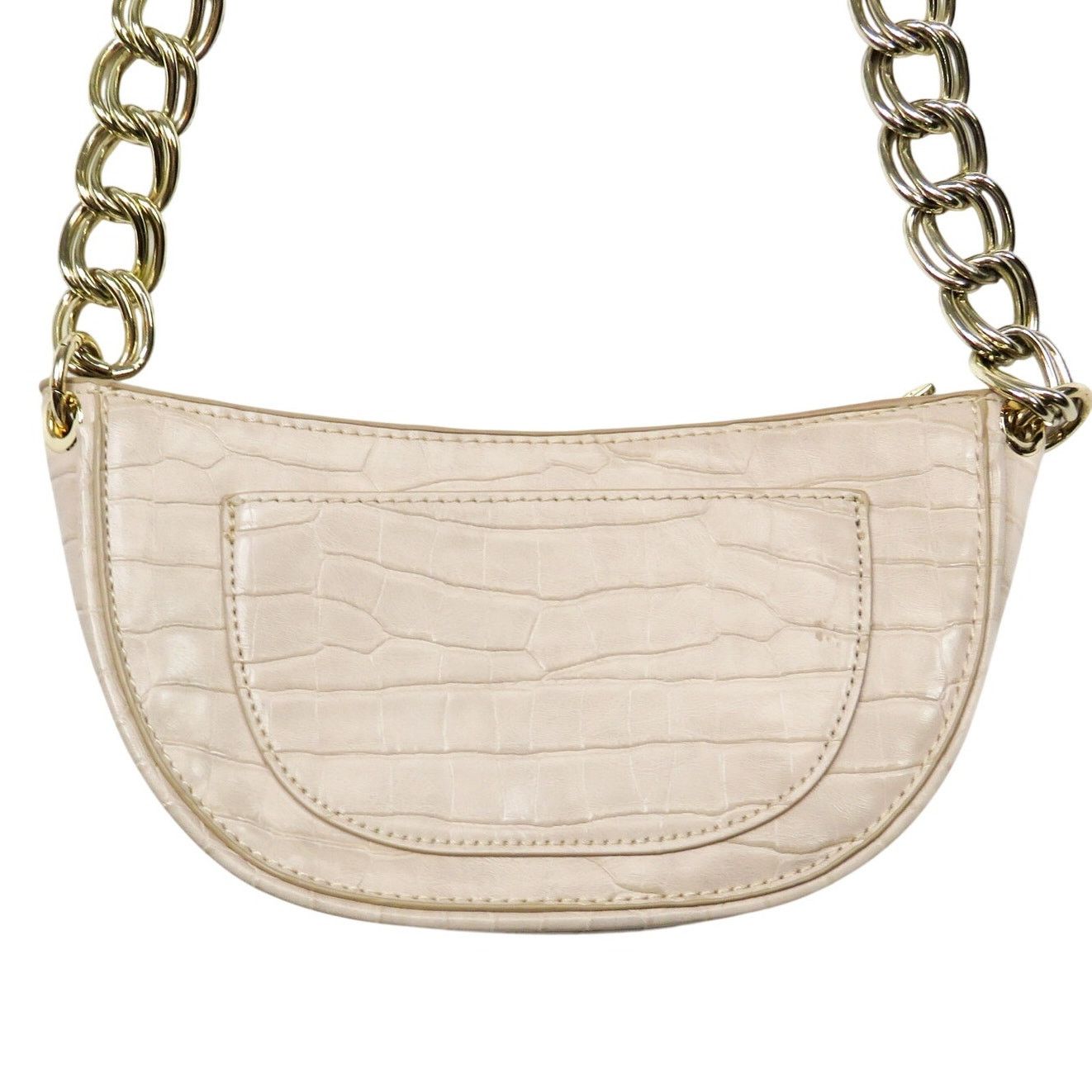 Zara Zara Cream Croc Leather Shoulder Bag Gold Chain Baguette Bag Size ONE SIZE - 5 Thumbnail