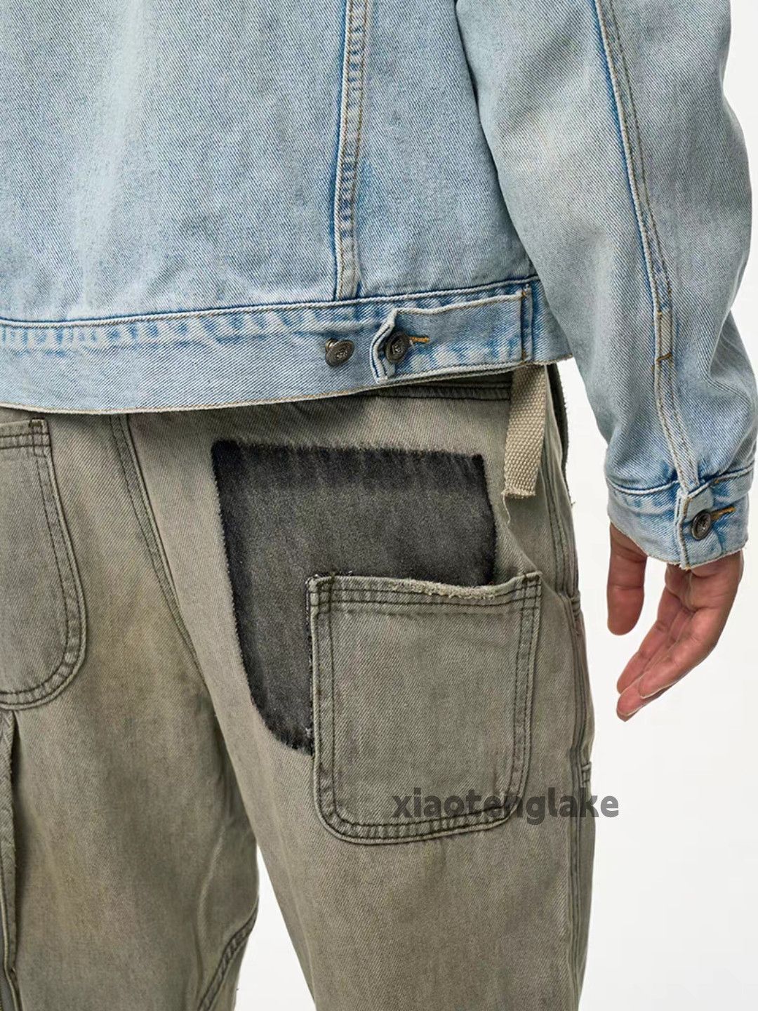 Jean × Vintage Unisex washed faded utility punk grunge cargo jeans Size US 34 / EU 50 - 8 Thumbnail