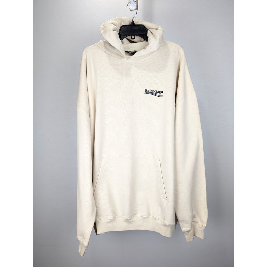 Balenciaga o1rshd1 Hoodie Embroider Pol Bouclette in Cream/Black/Blue Size US S / EU 44-46 / 1 - 1 Thumbnail