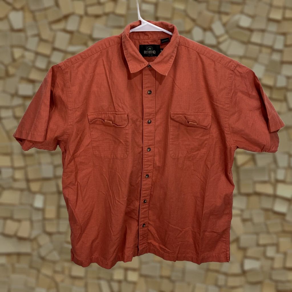 Vintage RedHead Turkey Gobbler Design Short Sleeve Casual Shirt XL Button-Down Cotton Mens Pink Turkey Graphic Holiday Size US XL / EU 56 / 4 - 1 Thumbnail
