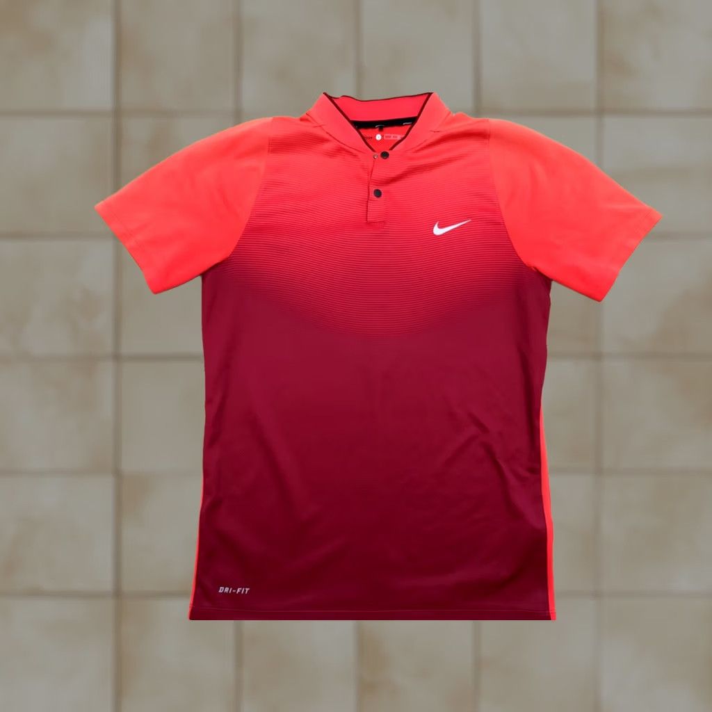 Nike Nike Golf Polo Shirt Mens S Red Dri-FIT Tiger Woods V Pattern Coral Size US S / EU 44-46 / 1 - 1 Thumbnail