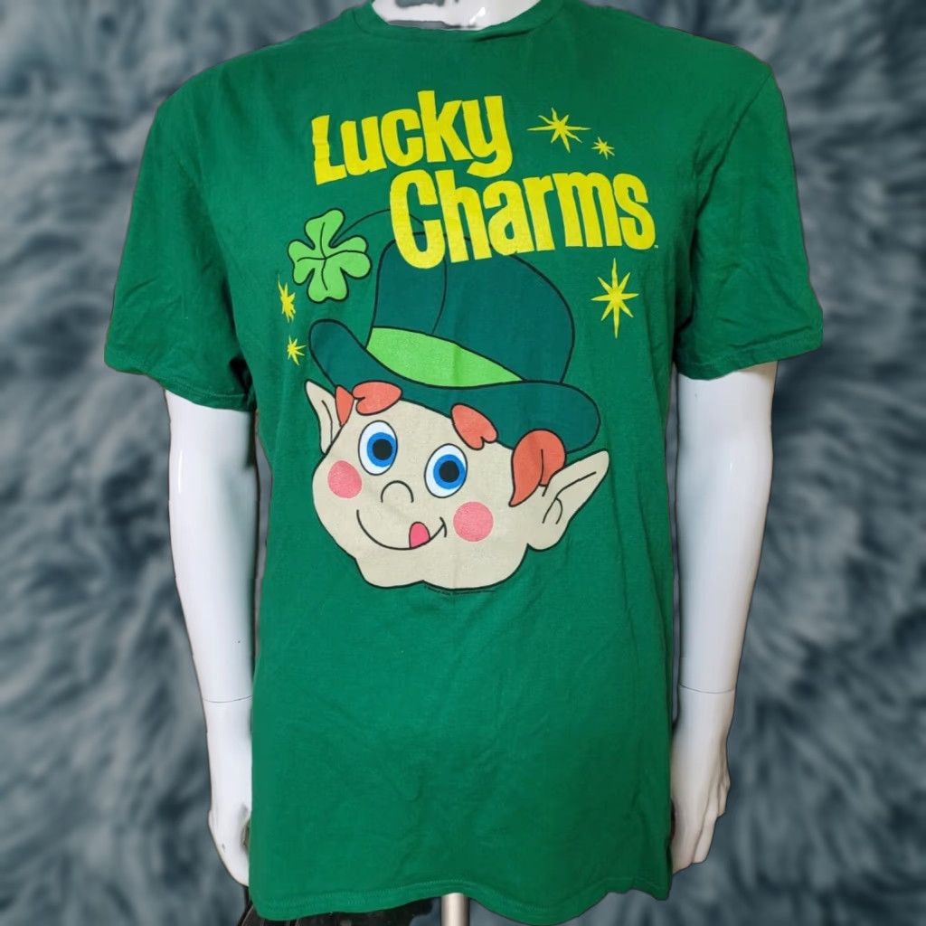 Delta Lucky Charms Cereal Mascot Logo T Shirt XL Men Green Delta Cotton Short Sleeve Crew Neck General Mills Size US XL / EU 56 / 4 - 1 Thumbnail