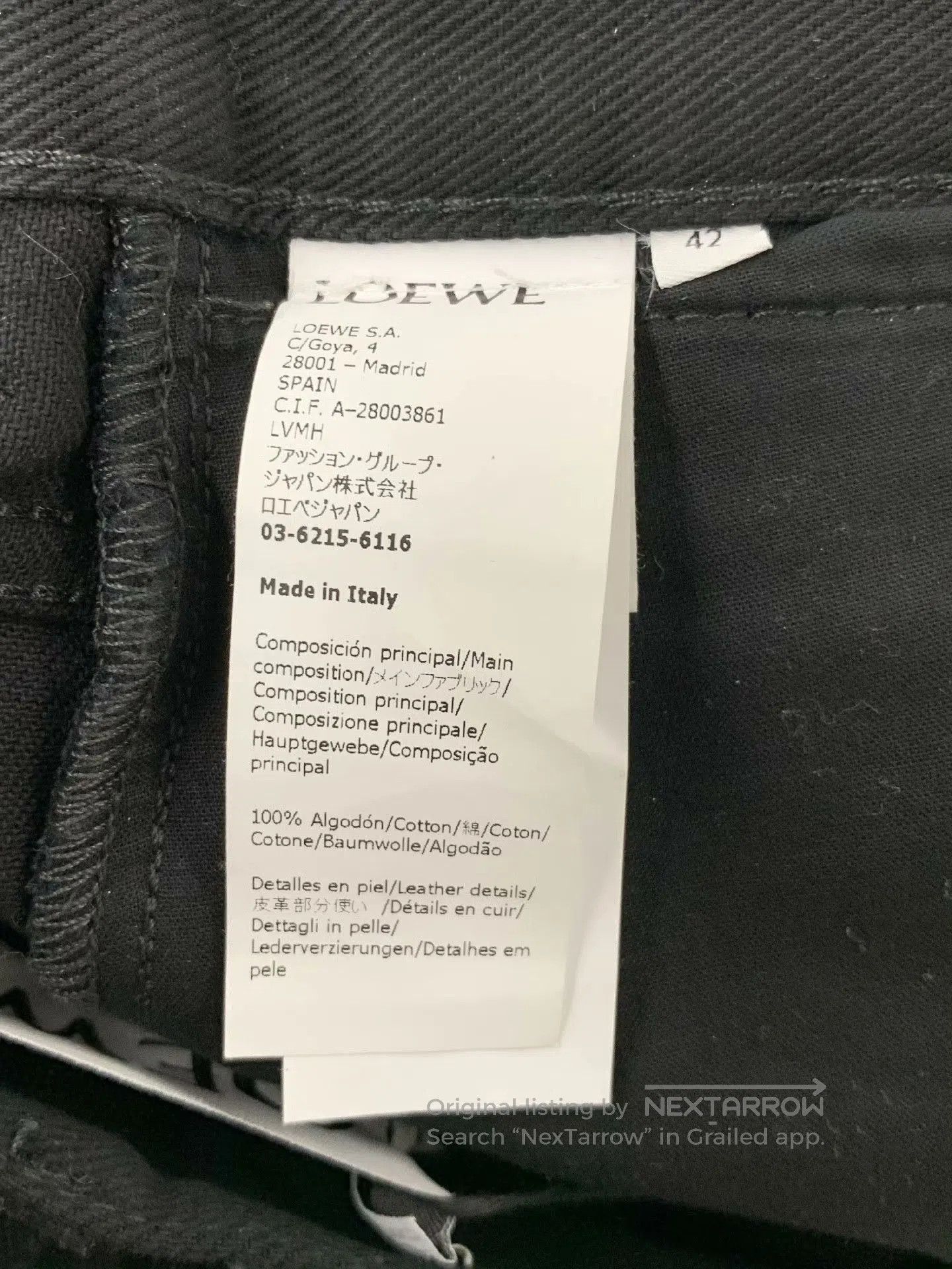 Loewe LOEWE Leather Logo Straight-leg Pants. Size US 26 / EU 42 - 5 Thumbnail