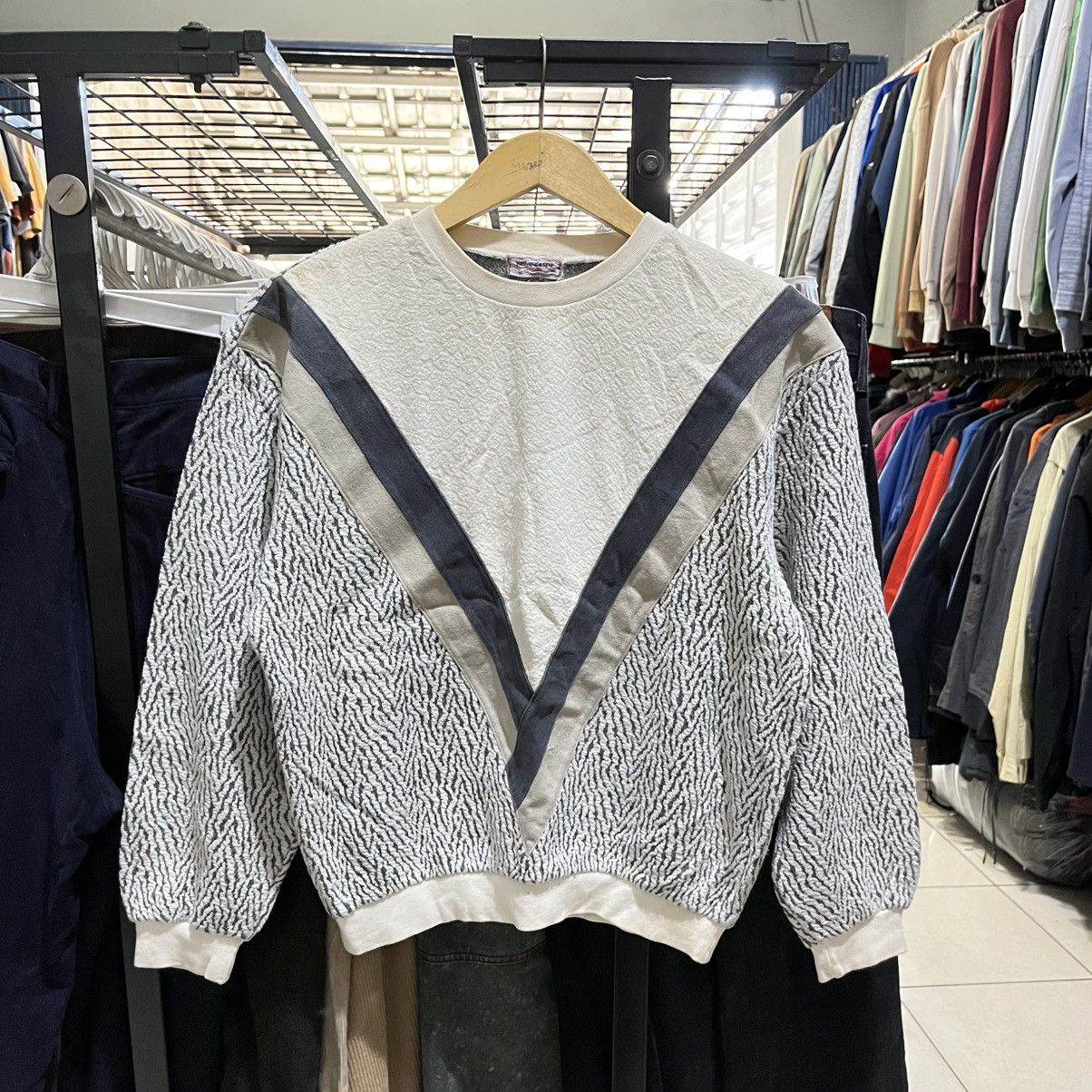 🔥YSL Yves Saint Laurent Vintage Colorblock Knit Sweatshirt