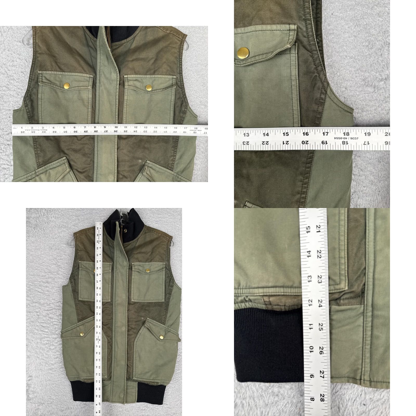 J.Crew VINTAGE J.CREW Vest Mens Small Green Canvas Quilted Lined Utility Pockets Army Size US S / EU 44-46 / 1 - 8 Thumbnail