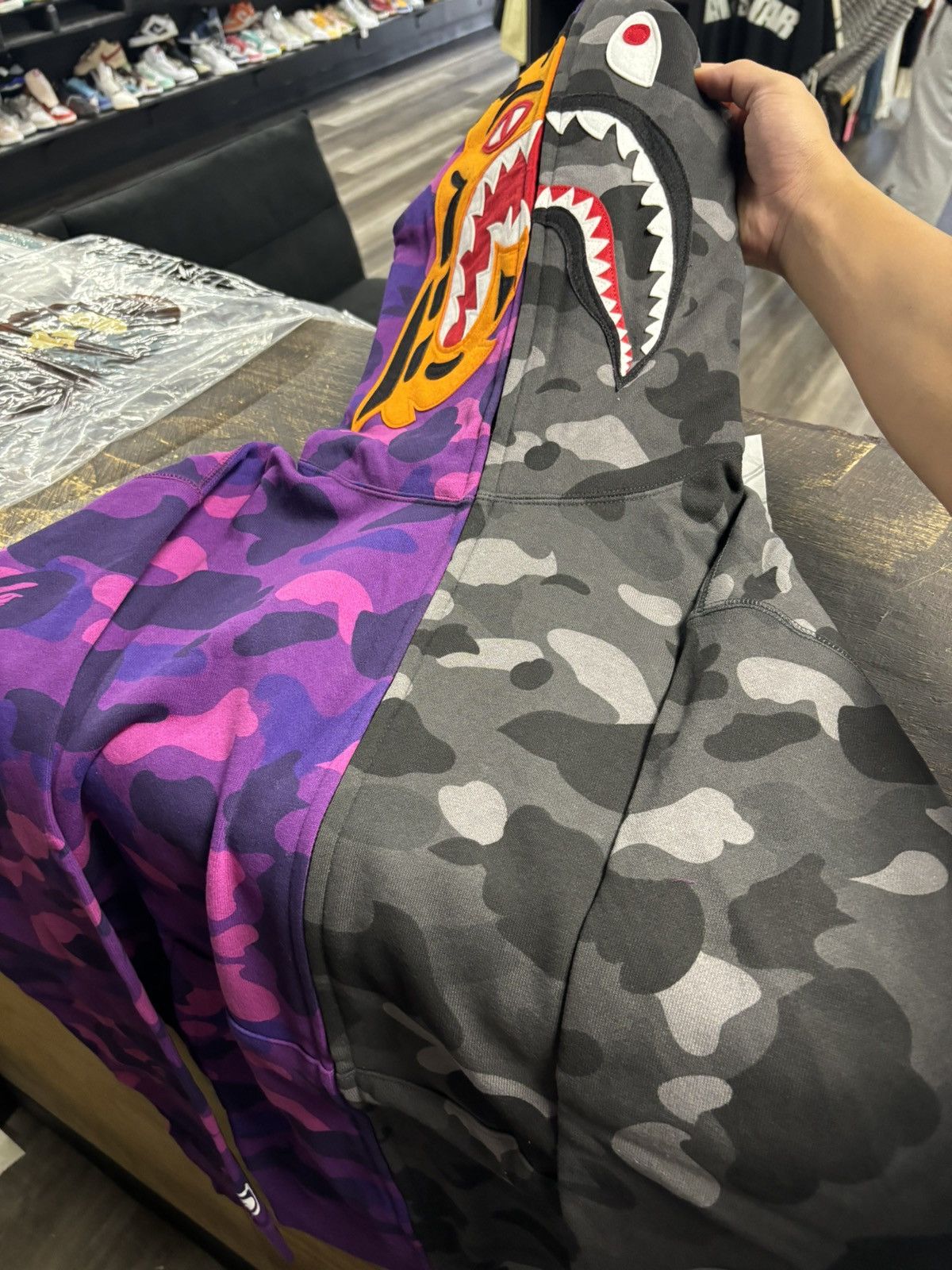 Bape Bape purple shark zip up hoodie Grailed