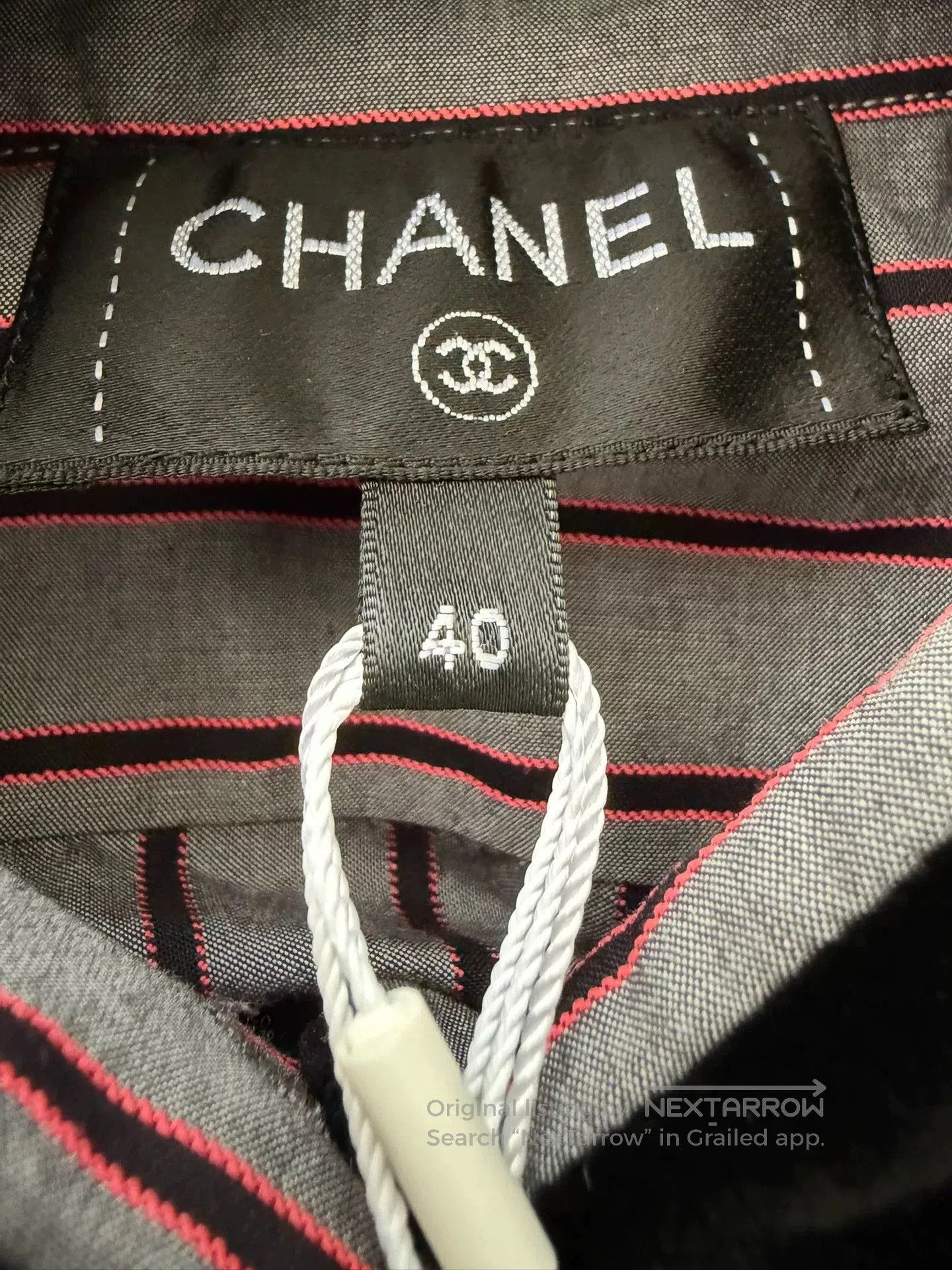 Chanel Chanel Striped Shirt with Velvet Collar. Size US XL / EU 56 / 4 - 5 Thumbnail