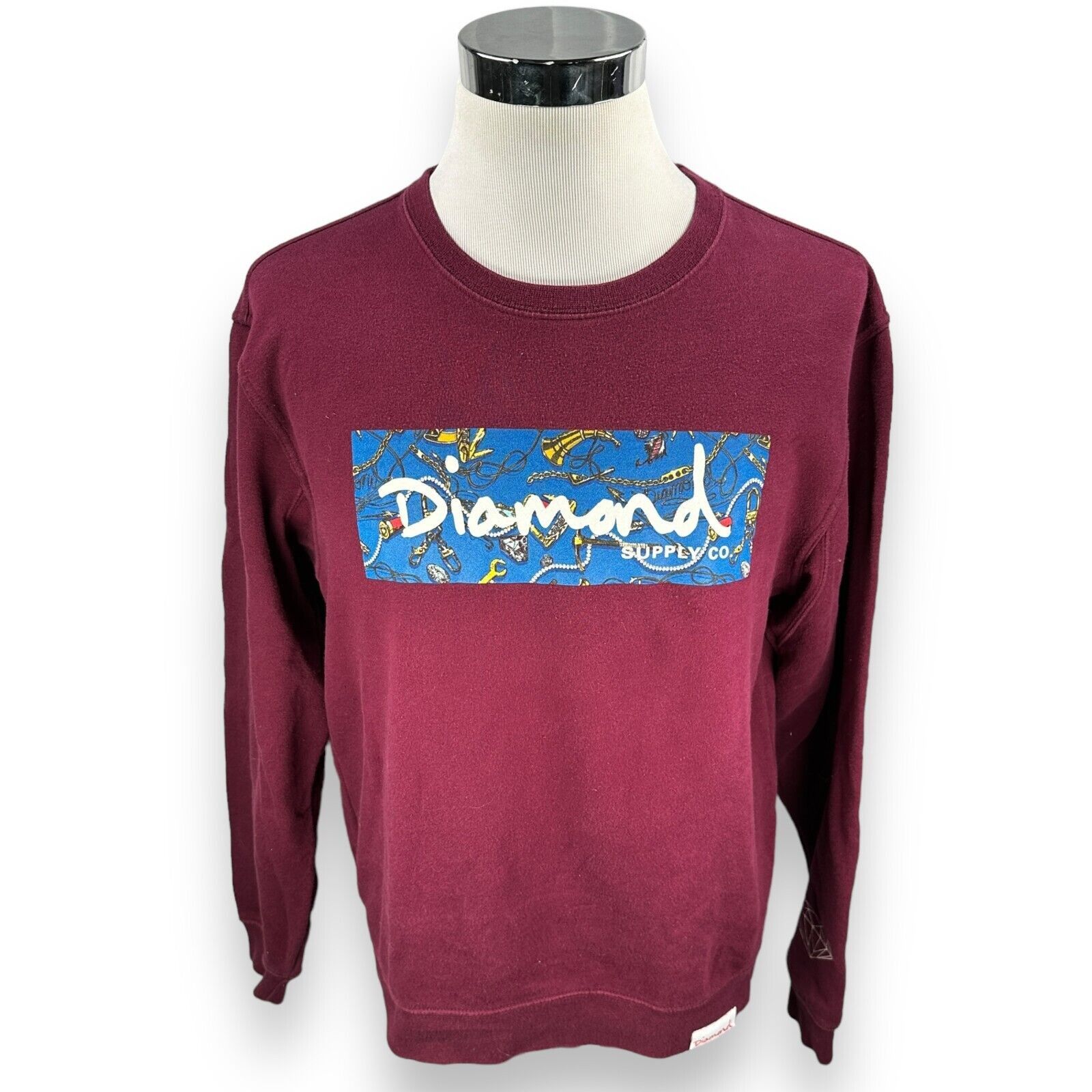 Diamond Supply Co. Diamond Supply Co Sweatshirt Medium Red Wine Streetwear Size US M / EU 48-50 / 2 - 1 Thumbnail