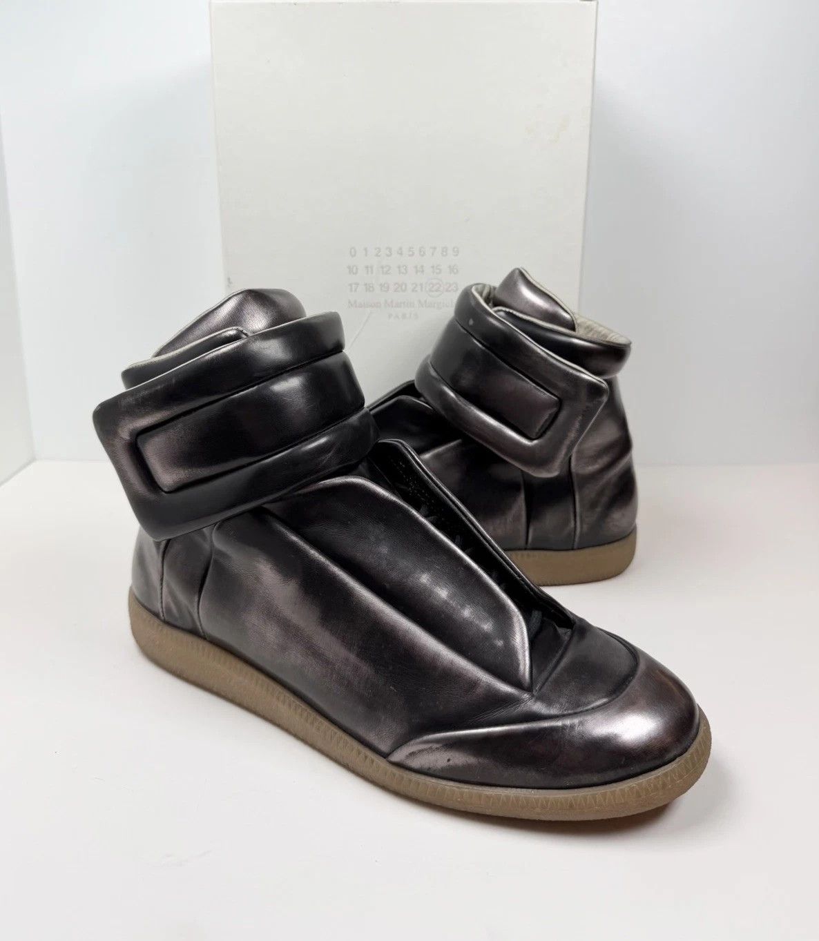 Maison Margiela Future Gray Metallic 9 42 Leather High Suede