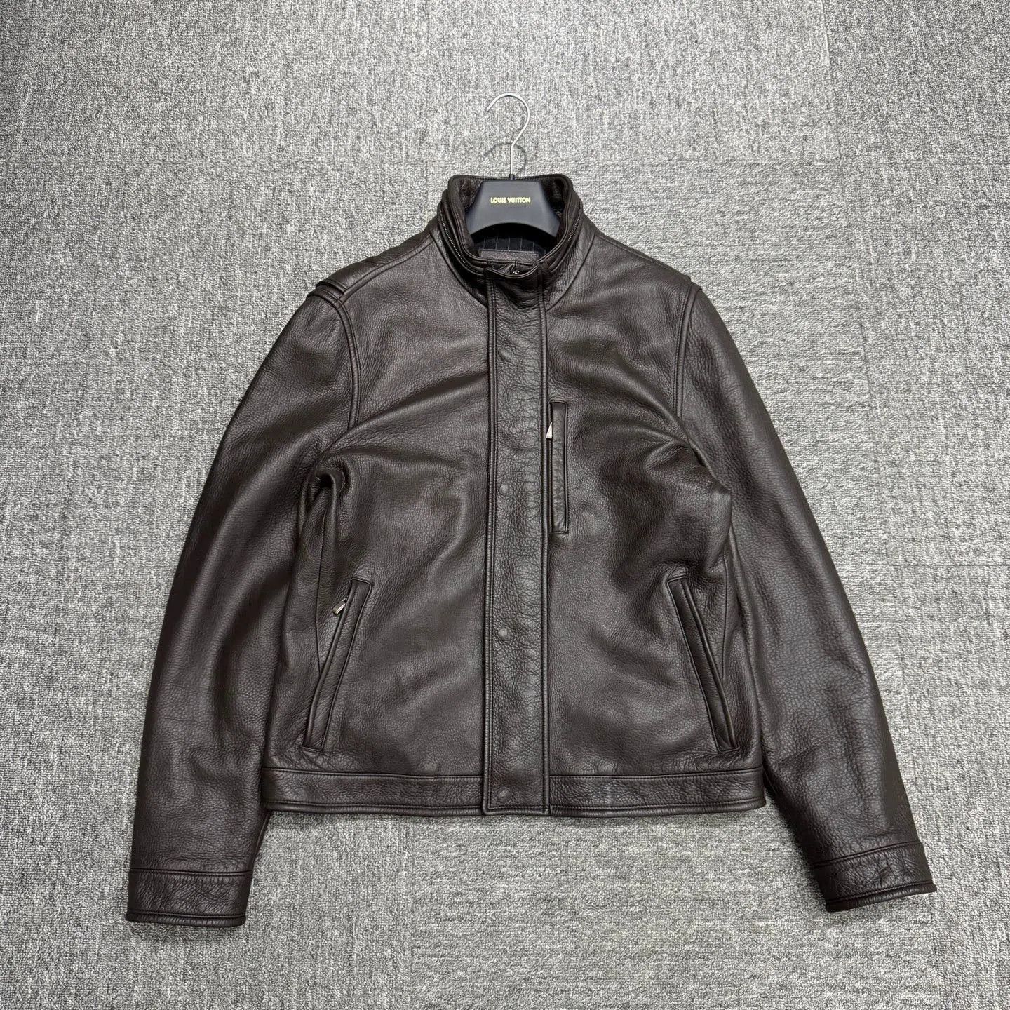 Ermenegildo Zegna Brown Leather Jacket with Stand Collar. Size US M / EU 48-50 / 2 - 1 Thumbnail