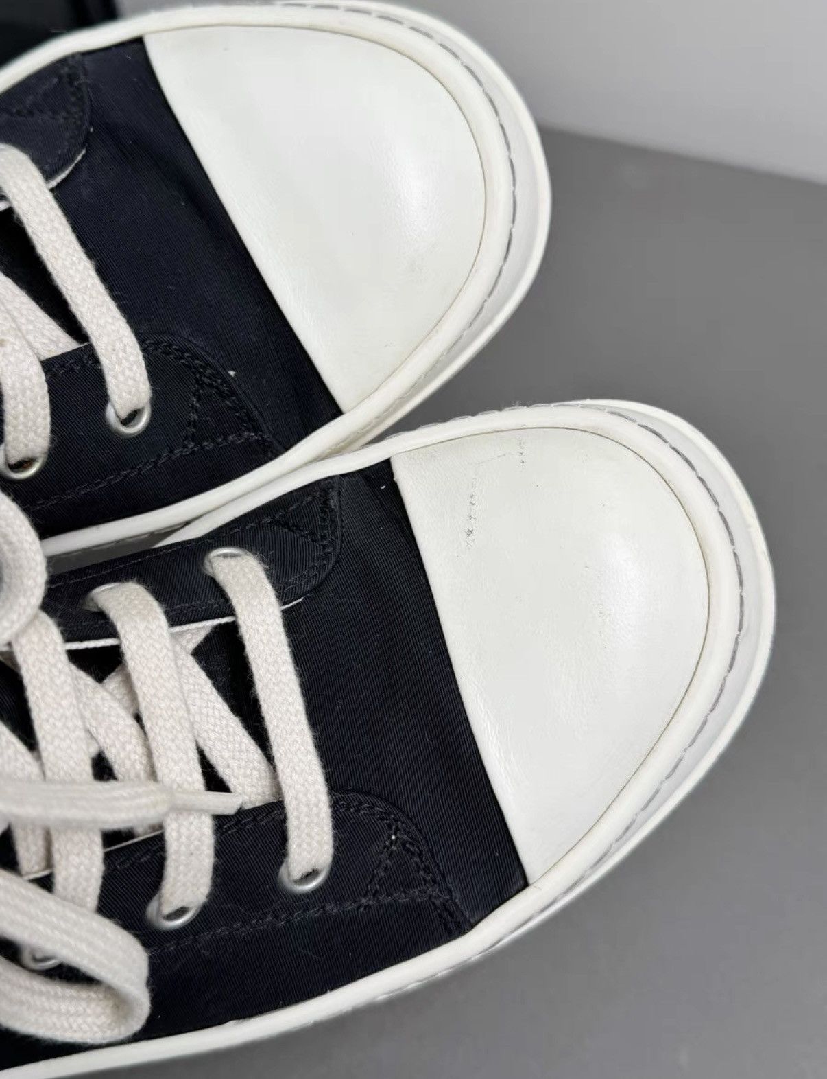 Rick Owens Drkshdw Rick Owens black and white canvas high-top sneakers Size US 5 / IT 35 - 4 Thumbnail