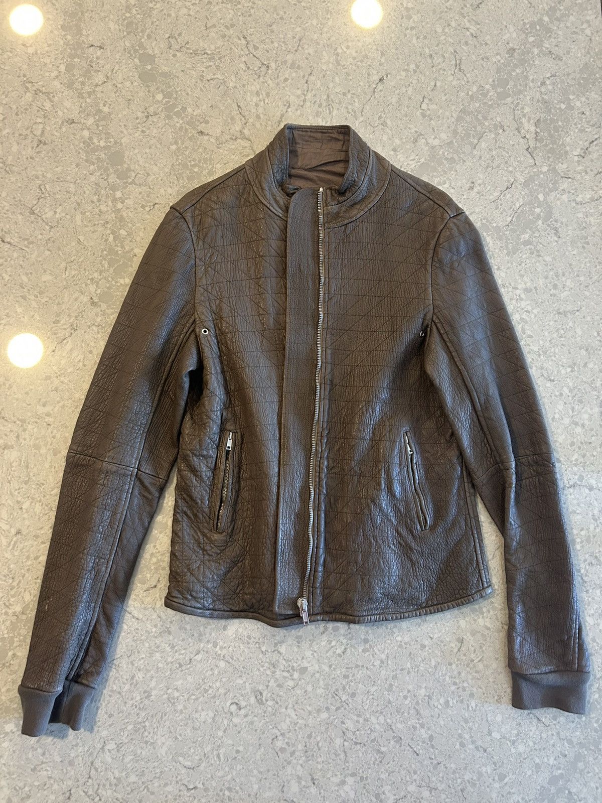Rick Owens Rick Owens F/W 05 "MOOG" Heavy Lamb Leather Biker Jacket Size US XL / EU 56 / 4 - 4 Thumbnail