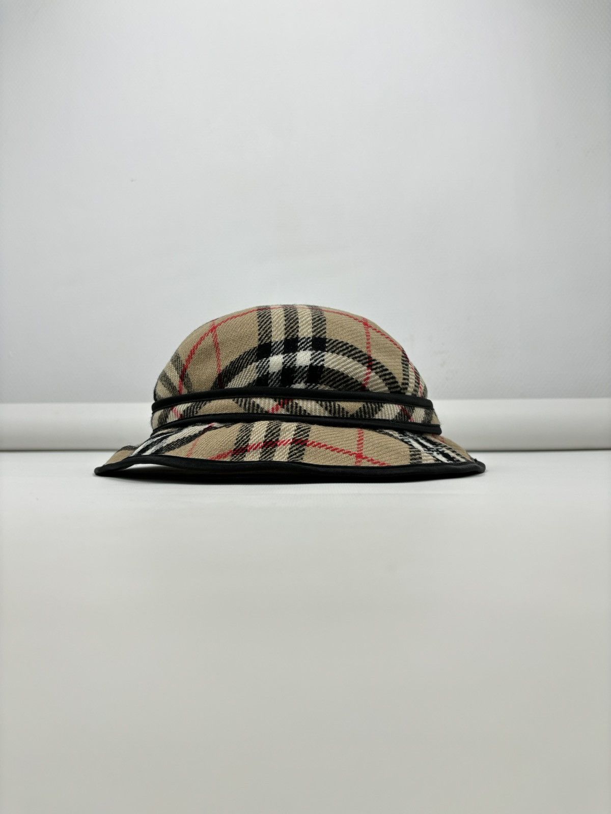 Burberry × Burberry Prorsum RARE VTG 90's BURBERRY'S Wool Nova Check Beige Bucket Hat England Cap Panama M Size ONE SIZE - 11 Thumbnail