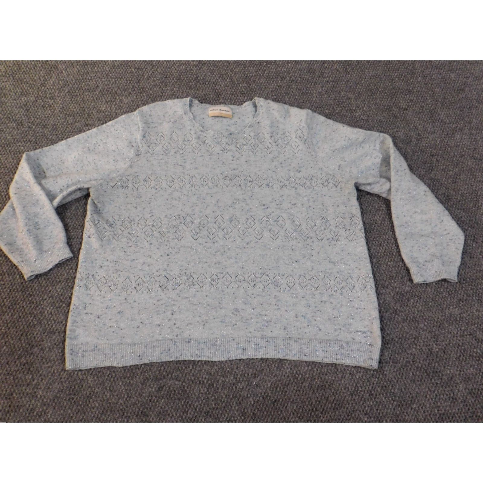 Vintage Alfred Dunner Sweater Pullover Geometric Blue 1X Womens Raglan Sleeve Crew Neck Stretch Knit Modern Casual, Machine Washable, Plus Size Size XL / US 12-14 / IT 48-50 - 2 Thumbnail