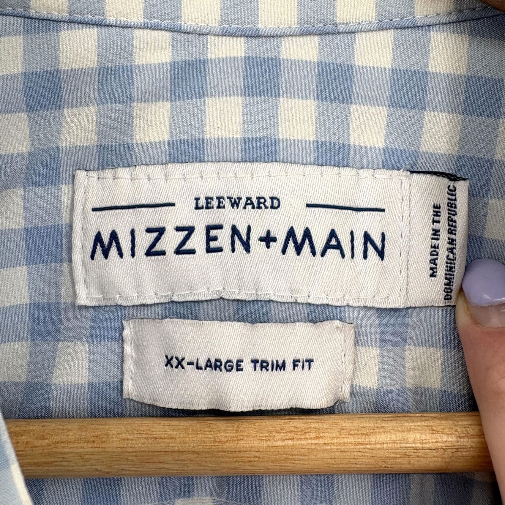 Mizzen+Main Mizzen+Main Leeward Shirt Mens 2XL Blue Gingham Trim Fit Wrinkle Free Stretch Size US XXL / EU 58 / 5 - 4 Thumbnail