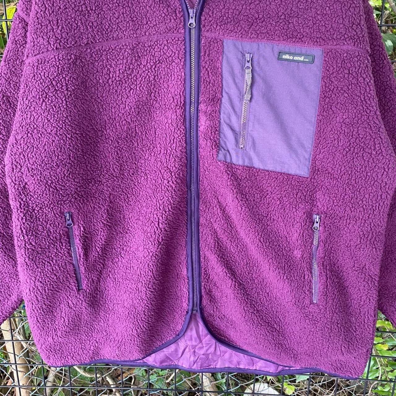 Japanese Brand × Purple Vtg Deep Pile Fleece Zipper Jacket Size US L / EU 52-54 / 3 - 3 Thumbnail
