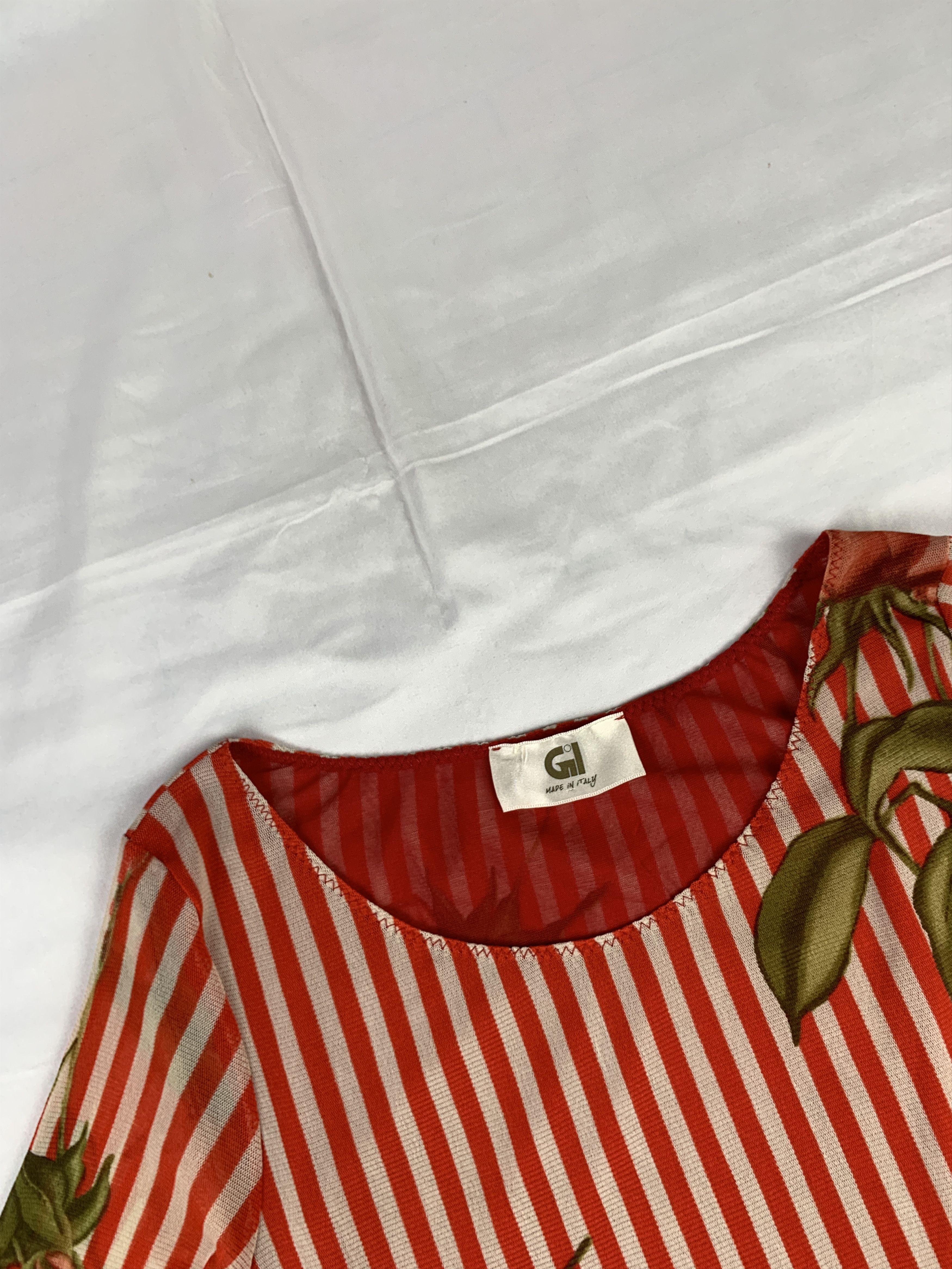 Japanese Brand Gil Italy Flower Stripes Mesh Top (M) Size M / US 6-8 / IT 42-44 - 4 Thumbnail