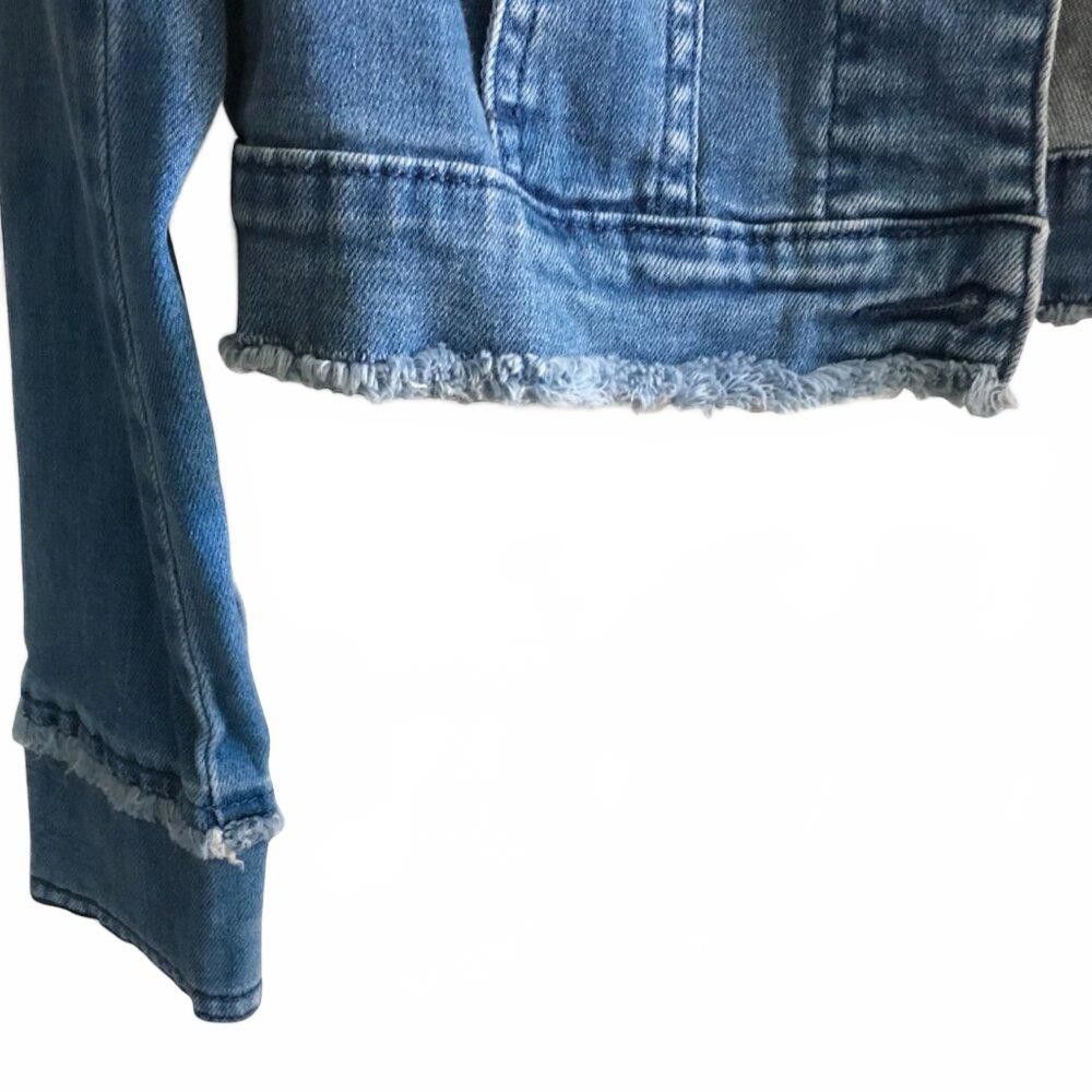 Designer Stylish Blue Denim Jacket with Floral Embroidery Size XS / US 0-2 / IT 36-38 - 5 Thumbnail