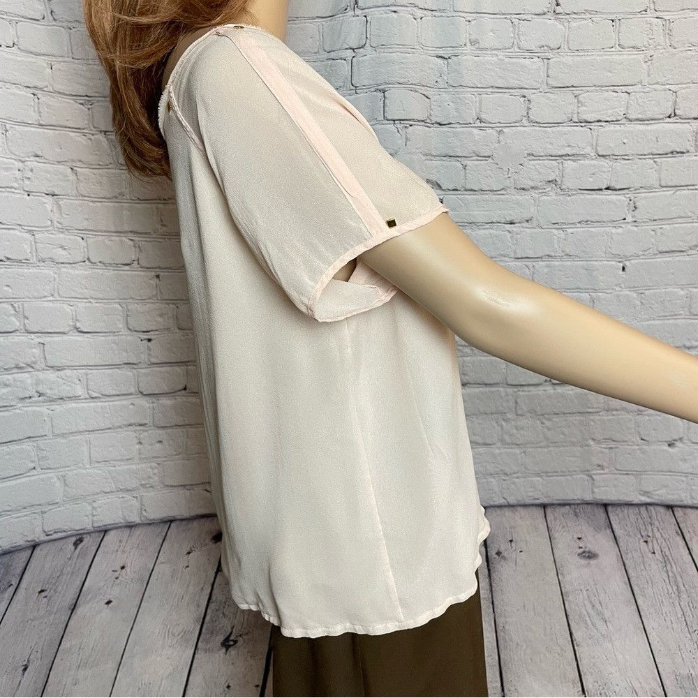 Other Alice Ritter Silk Pale Pink Short Sleeve Top Blouse Size 10 Size L / US 10 / IT 46 - 3 Thumbnail