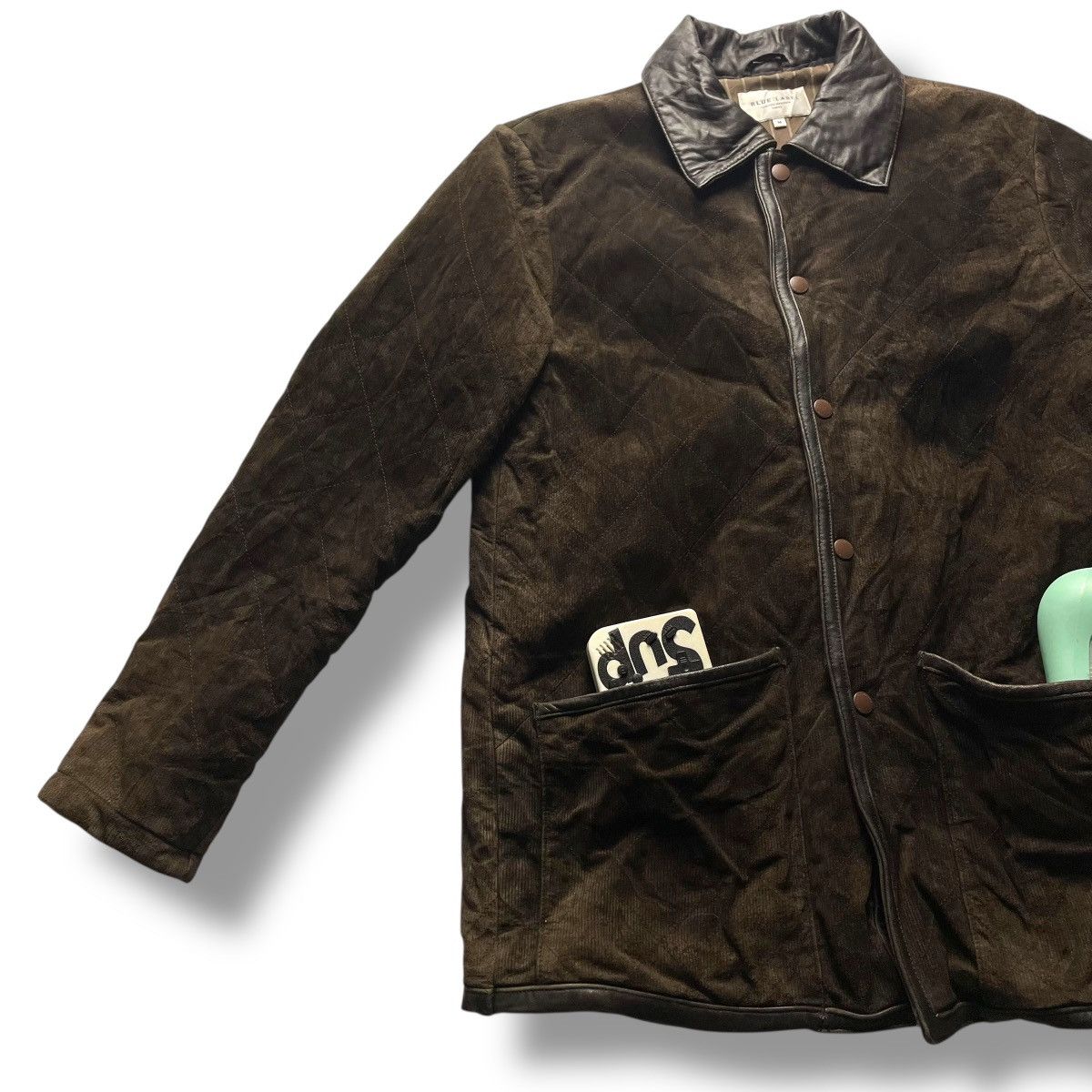 United Arrows 🇯🇵 UNITED ARROWS BUTTON UP CORDUROY + LEATHER JACKET Size US M / EU 48-50 / 2 - 6 Thumbnail