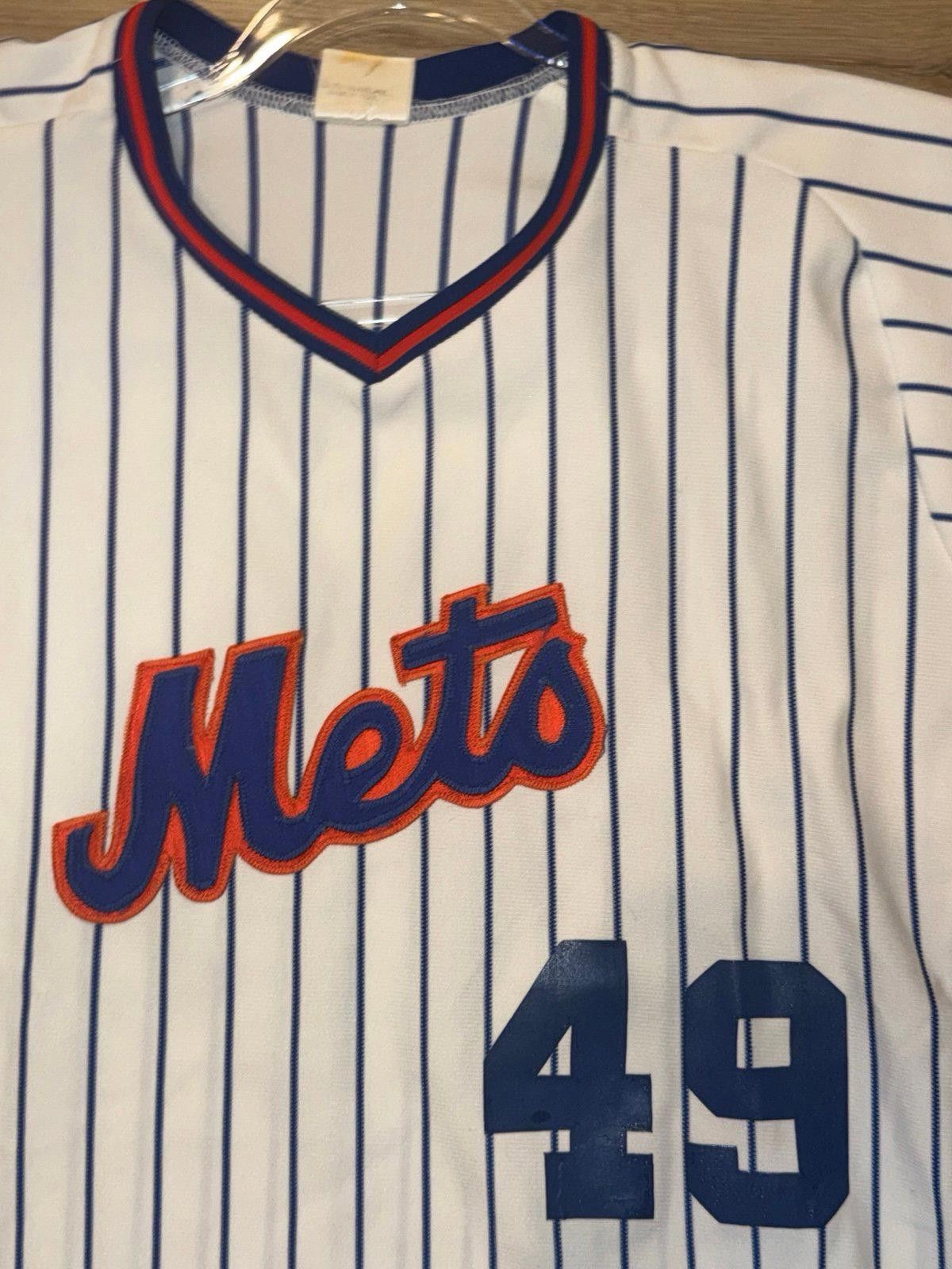 MLB Vintage 80s MLB Sand Knit NY Mets Jersey #49 Sz M/L Size US M / EU 48-50 / 2 - 3 Thumbnail