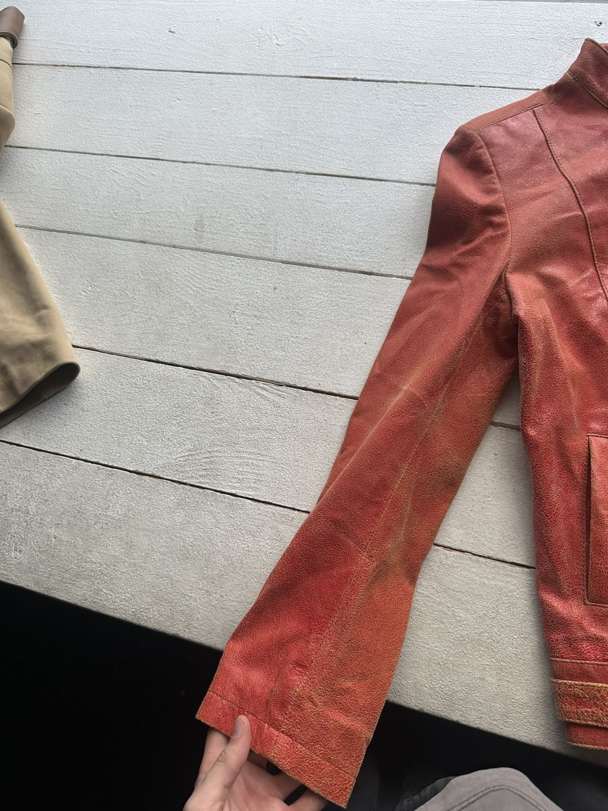 Other 🚨Y2K RICK OWENS TYPE DIRTY SLIM FIT ZIP LEATHER JACKET Size XS / US 0-2 / IT 36-38 - 7 Thumbnail