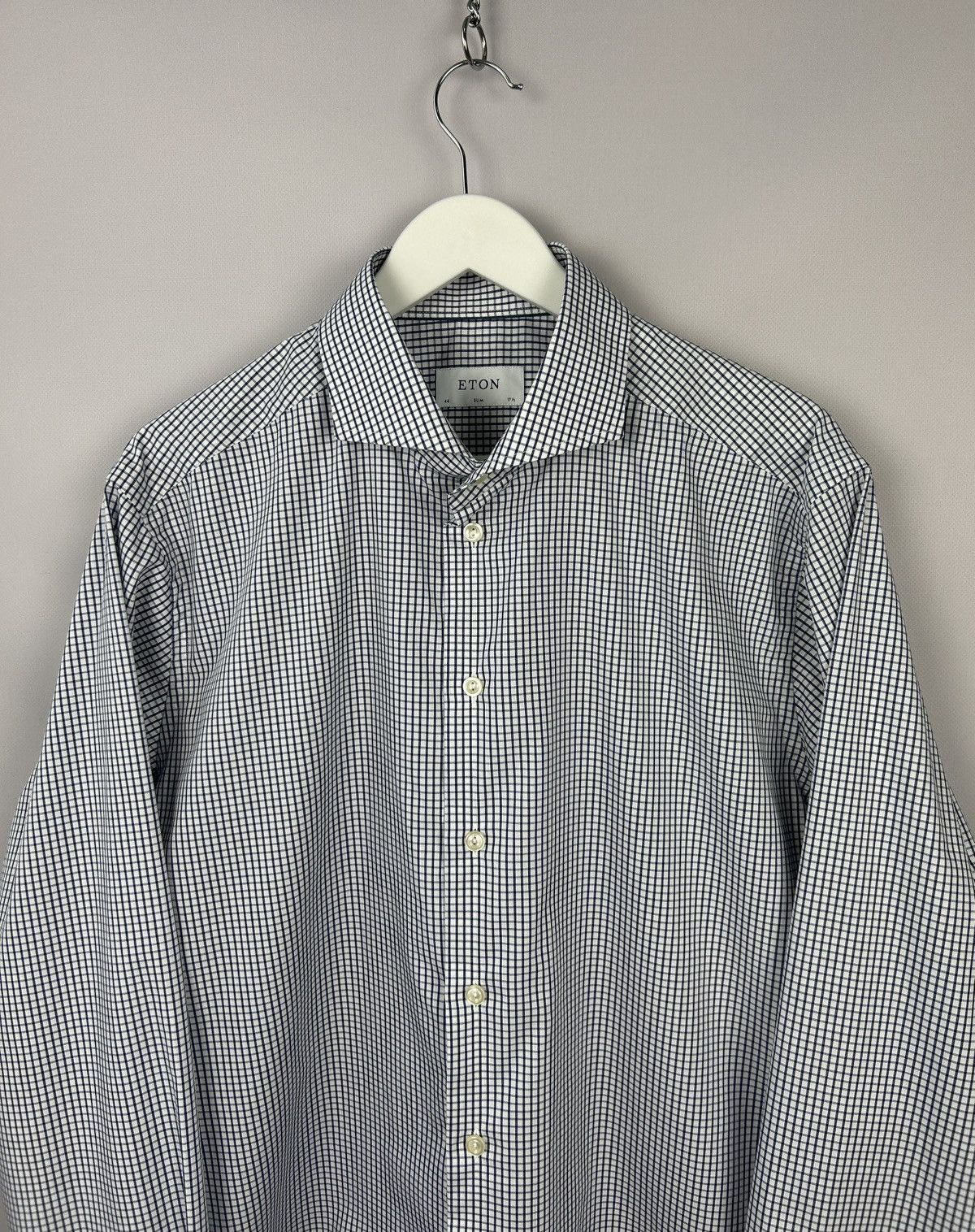 Eton ETON Slim White Blue Check Shirt Size XL (44 17 1/2) P2P 22" Size US XL / EU 56 / 4 - 5 Thumbnail