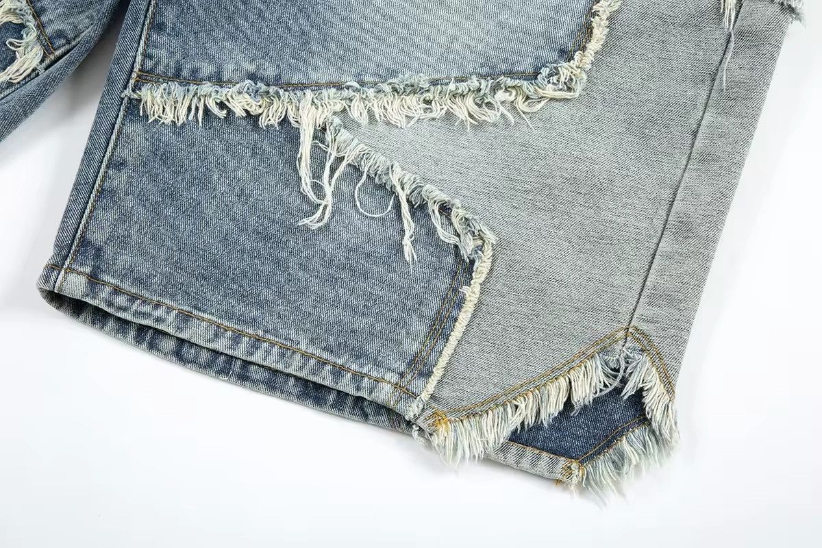 Jean Stars Patchwork Baggy Washed Shorts Jean Size US 32 / EU 48 - 8 Thumbnail