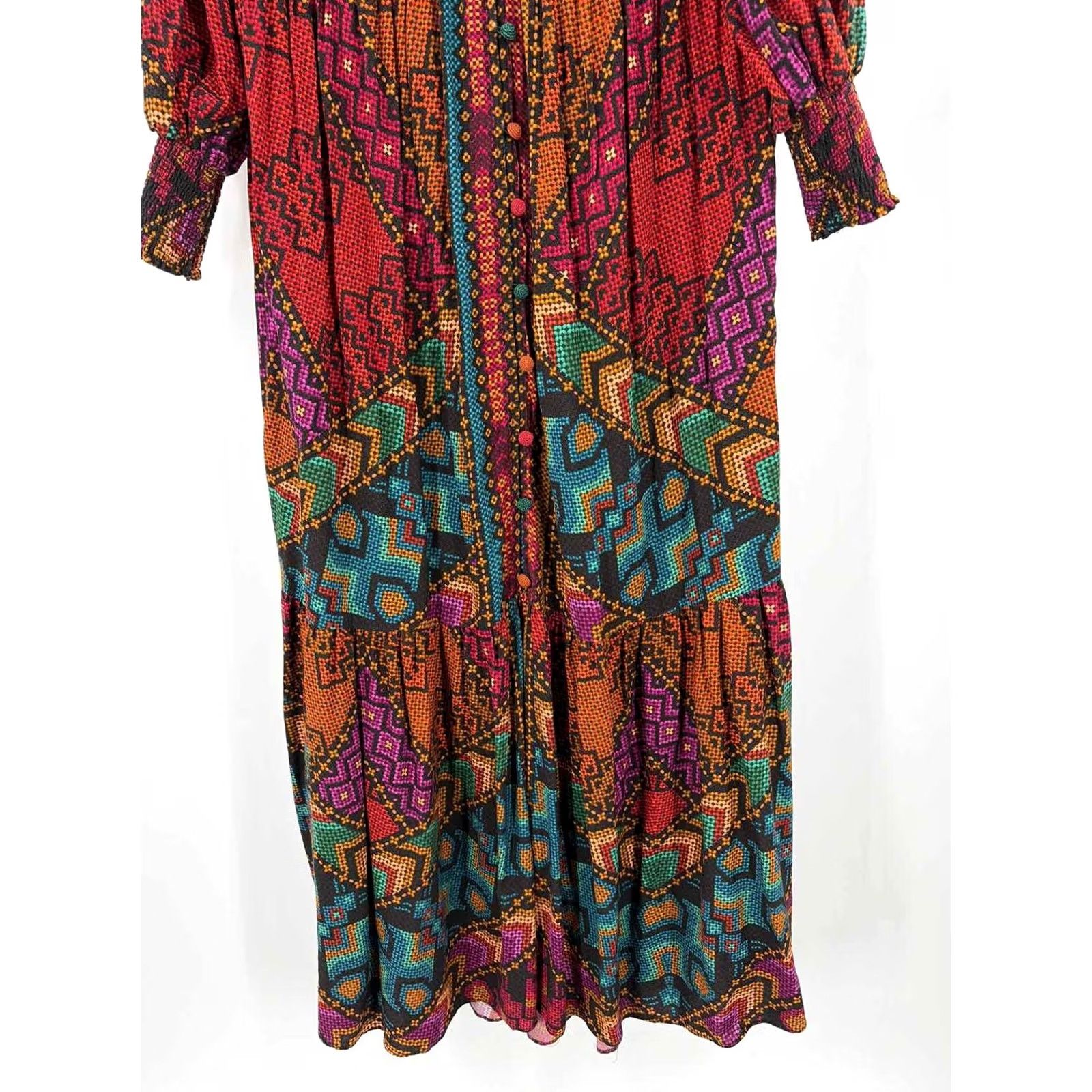 Farm Rio Farm Rio Orange Maxi Long Sleeve Dress Small Size S / US 4 / IT 40 - 2 Thumbnail