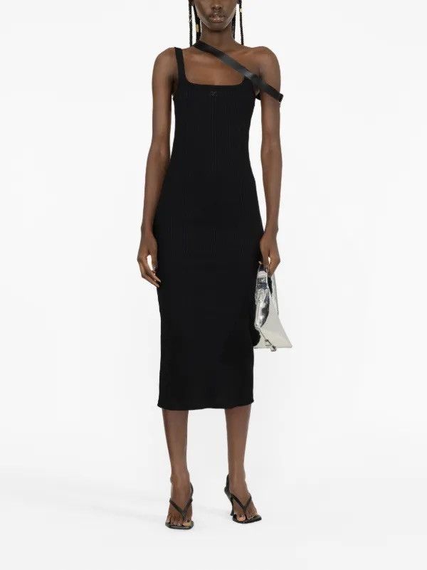 Courreges Courreges Black Midi Bodycon Dress with Strap Detail Size M / US 6-8 / IT 42-44 - 2 Thumbnail