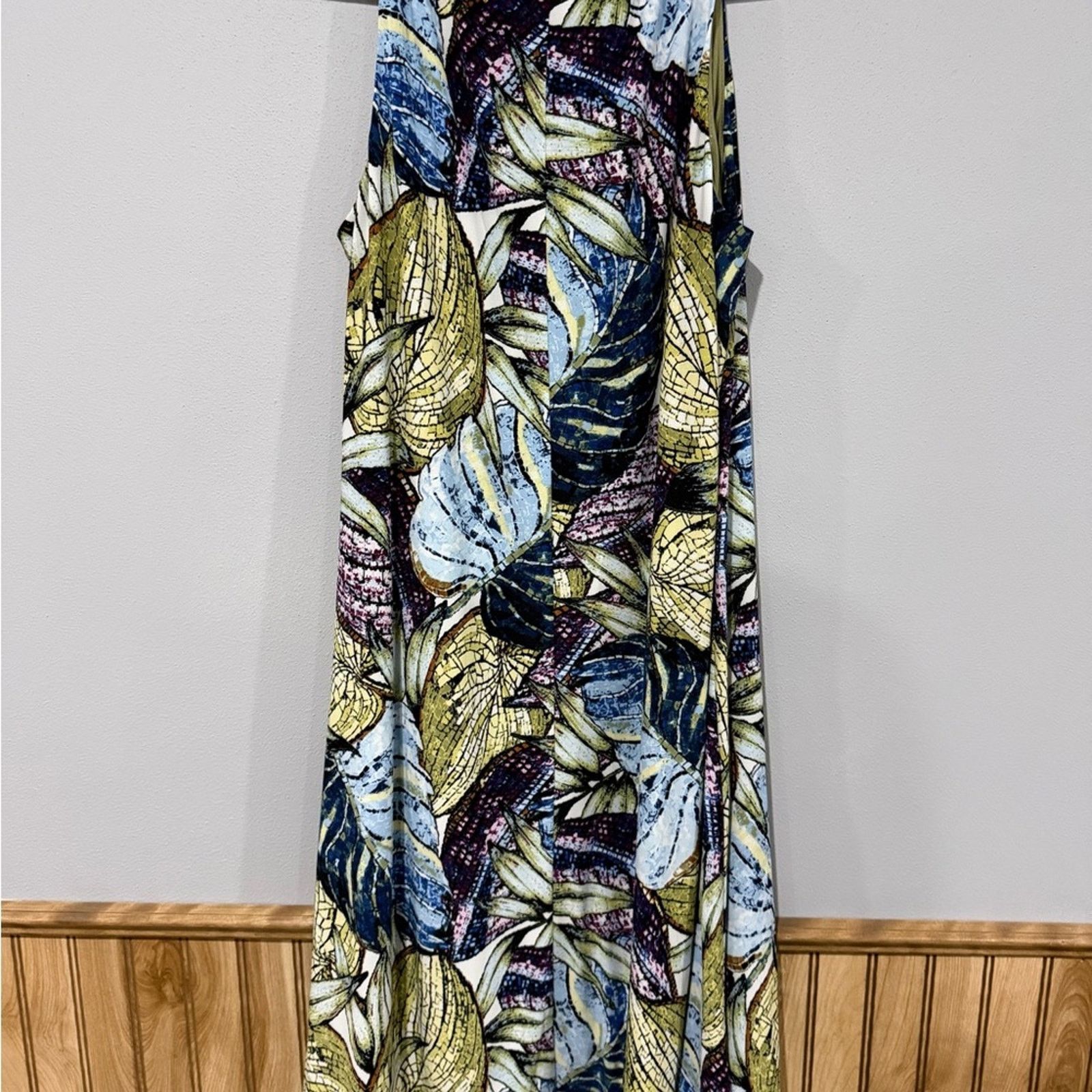Anne Klein Anne Klein Vibrant Mosaic Leaf Midi Dress Size 12 Size XL / US 12-14 / IT 48-50 - 7 Thumbnail