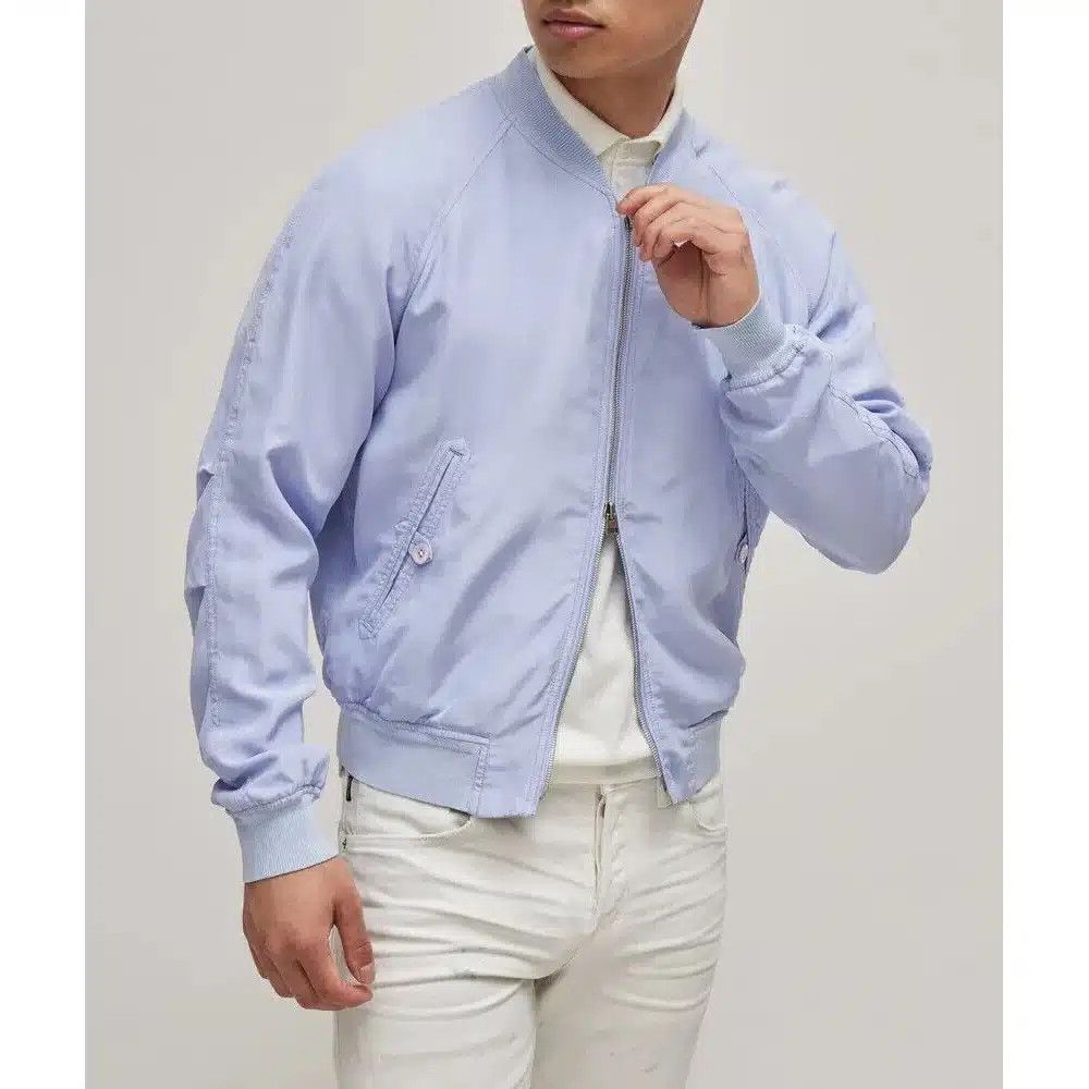 Tom Ford o1loc1c0325 OBS004 Bomber Jacket in Light Blue Size US M / EU 48-50 / 2 - 2 Thumbnail