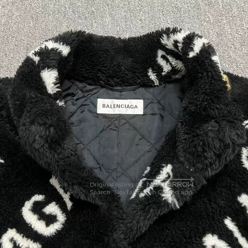 Balenciaga Balenciaga Black Full-Print Logo Teddy Coat Size XS / US 0-2 / IT 36-38 - 3 Thumbnail