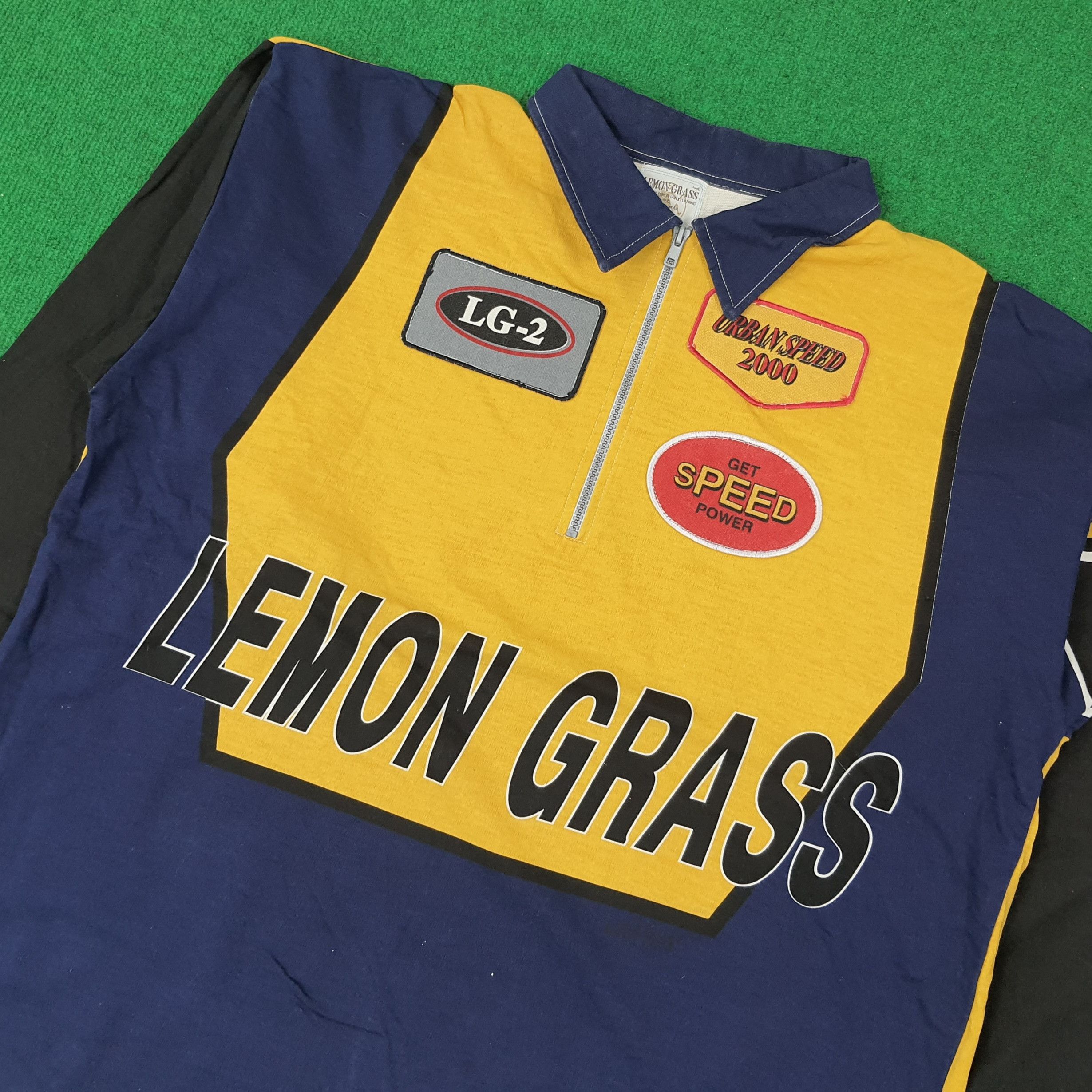 Designer × Vintage Vintage Lemongrass Half Zipper Designer Polo Shirt C222N16 Size XXL / US 16-18 / IT 52-54 - 2 Thumbnail