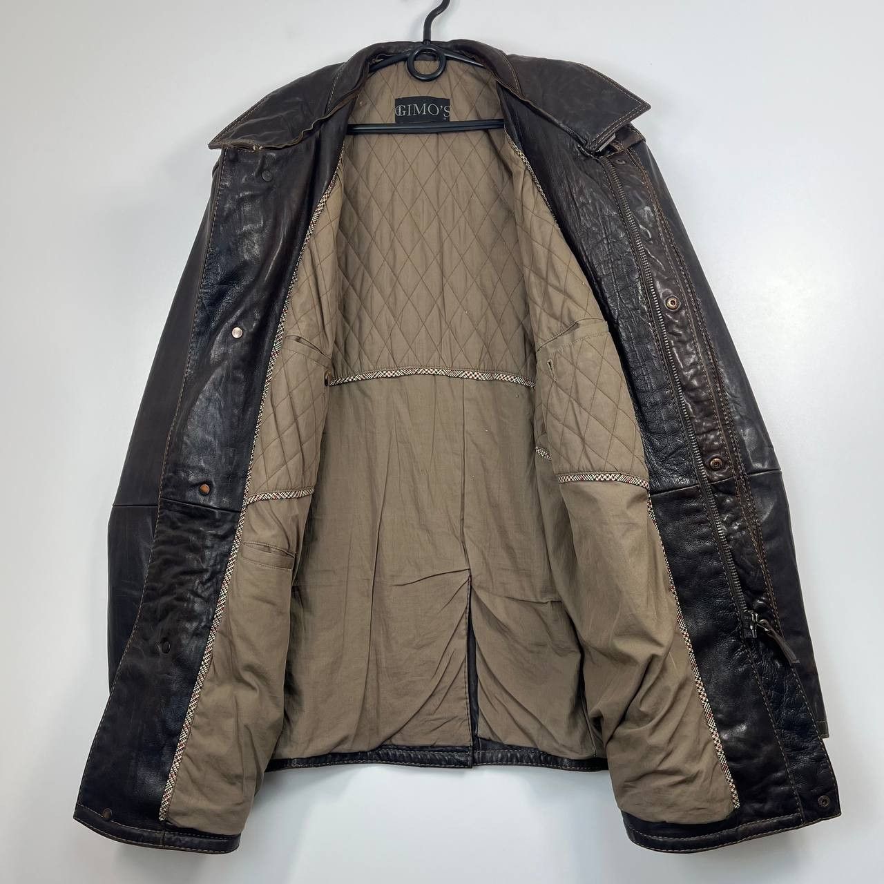 Gimo's Gimo's Mens Brown Leather Jacket Quilted Lined Classic Sz M Size US M / EU 48-50 / 2 - 3 Thumbnail