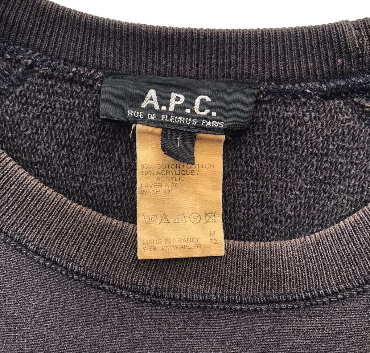 A.P.C. Faded Black Apc French Made Reverse Weave Crewneck Size US M / EU 48-50 / 2 - 3 Thumbnail