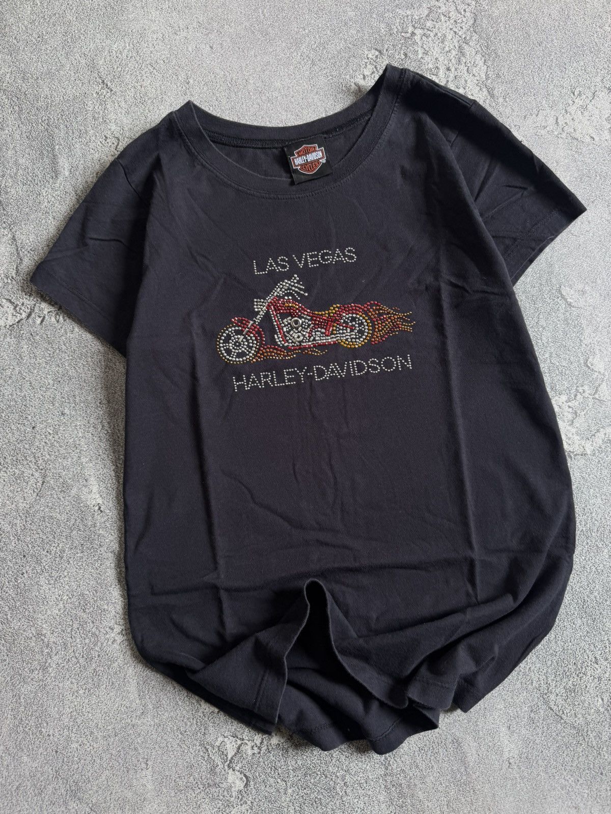 Harley Davidson Harlay Davidson 2008 L/size Las Vegas rhinestones tee tshirt Size L / US 10 / IT 46 - 3 Thumbnail