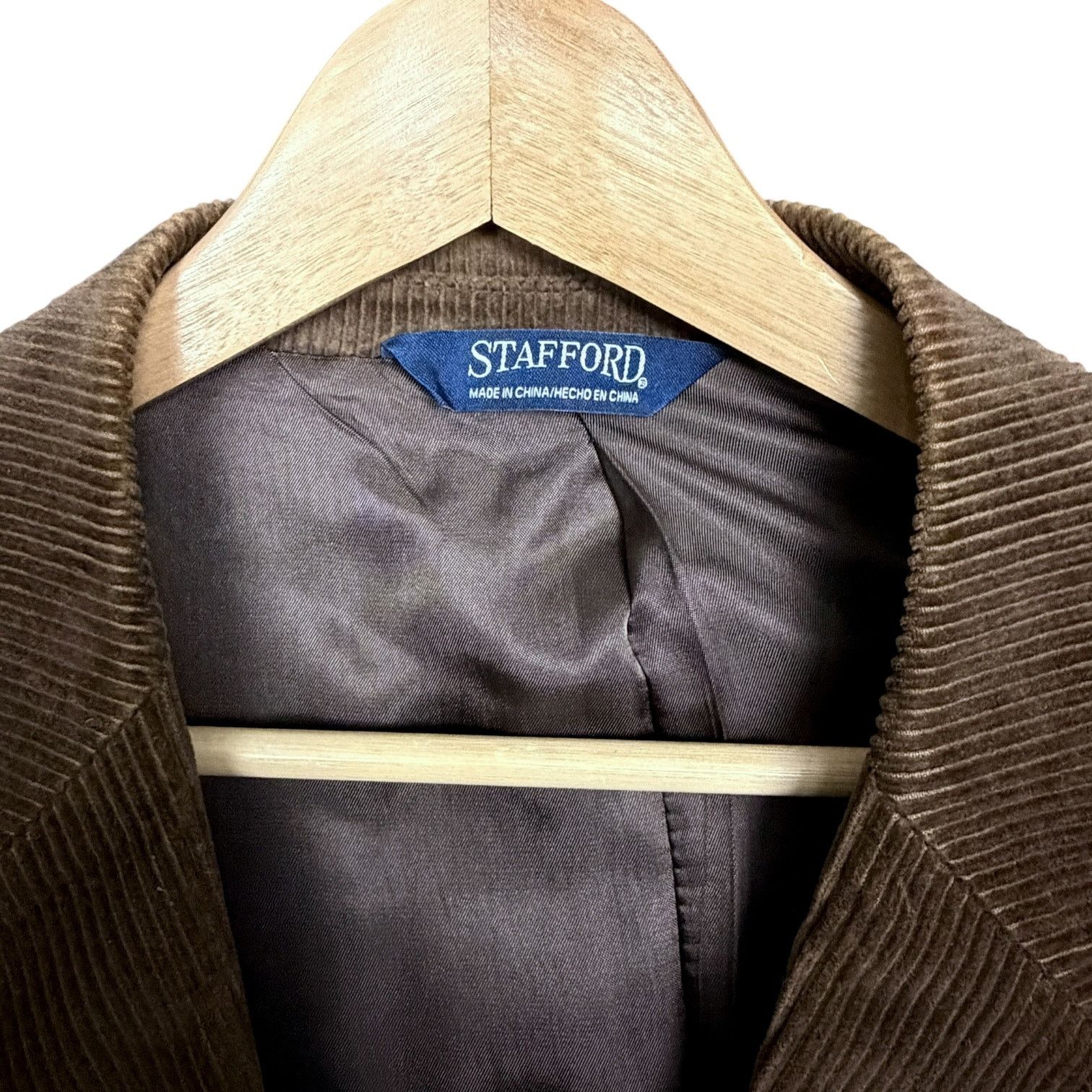 Stafford Stafford Mens Blazer 44R Brown Corduroy Academia Elbow Patch Size 44R - 6 Thumbnail