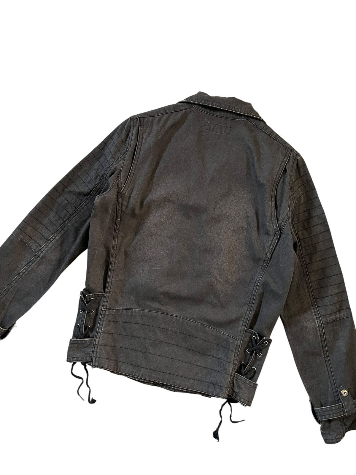 LOWBOX 2000s Lowbox Washed Black Lace-Up Biker Jacket Size US M / EU 48-50 / 2 - 9 Thumbnail