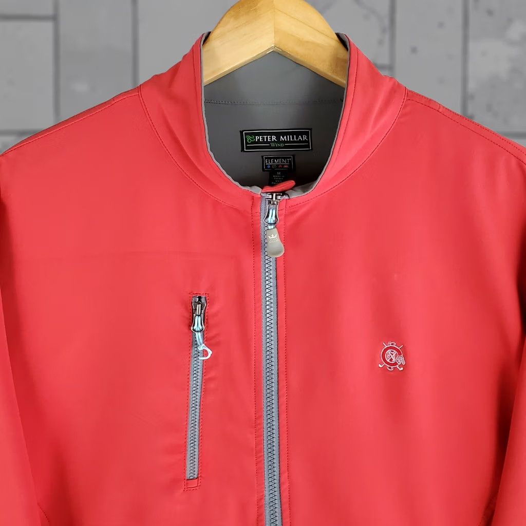 Peter Millar PETER MILLAR Men's Windproof Full Zip Jacket - 4 Element Golf/Casual Solid Red, Size M, Regular Fit Size US M / EU 48-50 / 2 - 1 Thumbnail