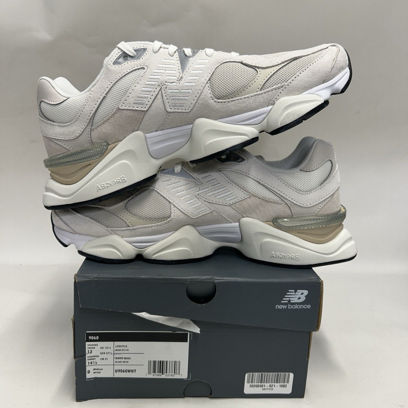 New Balance New Balance 9060 “Sea Salt Moonbeam” U9060WHT Size US 13 / EU 46 - 3 Thumbnail