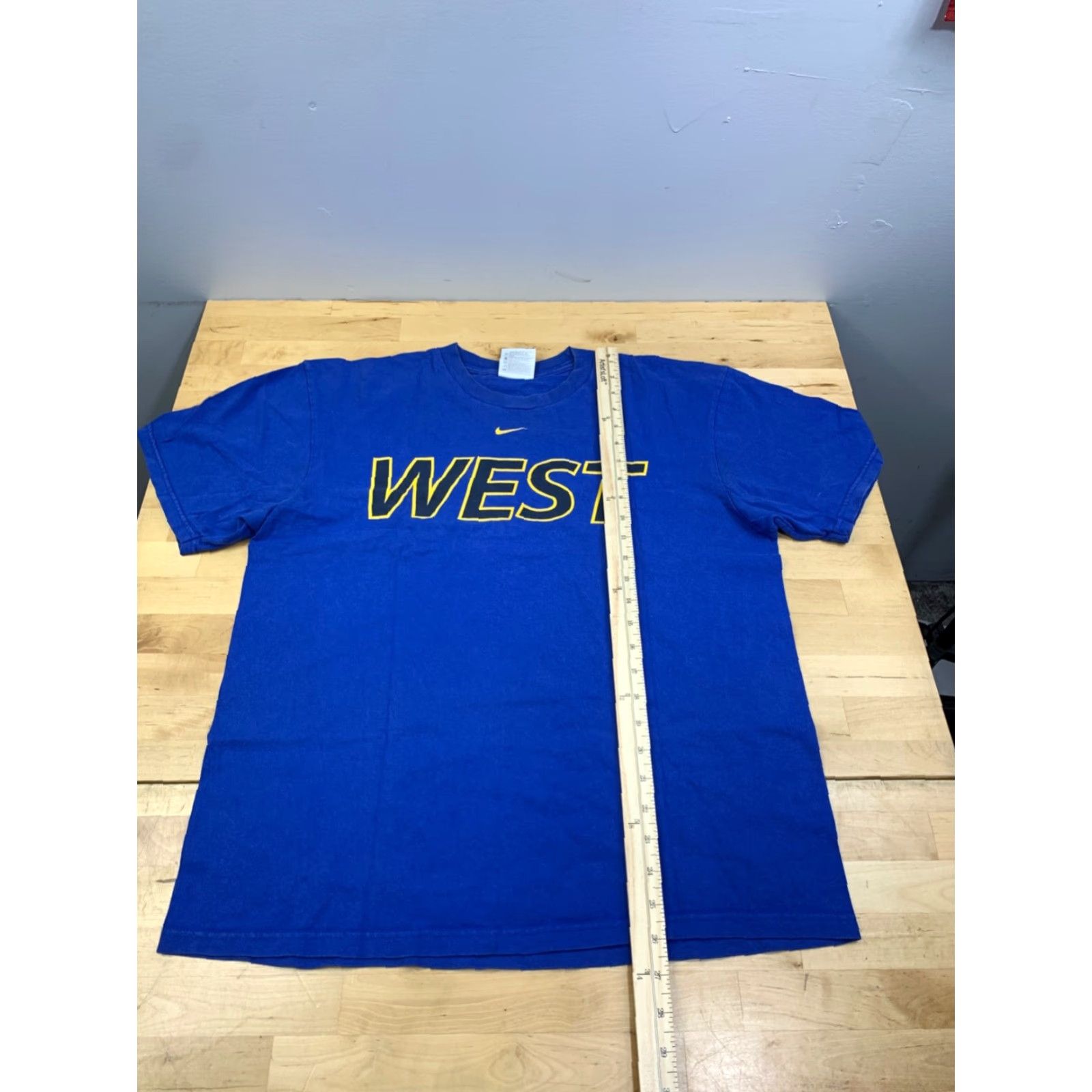 Nike VINTAGE Nike Shirt Mens M Blue Center Swoosh WEST Logo 90s Y2K 11454 Size US M / EU 48-50 / 2 - 4 Thumbnail