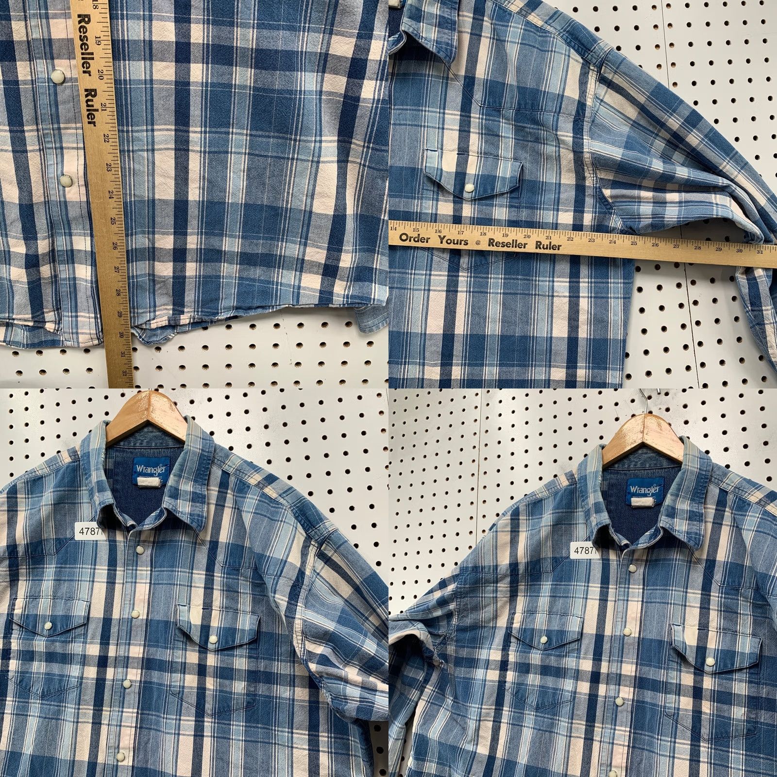 Wrangler VINTAGE Wrangler Western Snap Shirt Mens XL Blue Plaid Denim Chambray Wrangler Western Snap Shirt XL Blue Plaid Denim Chambray Mens Size US XL / EU 56 / 4 - 9 Thumbnail