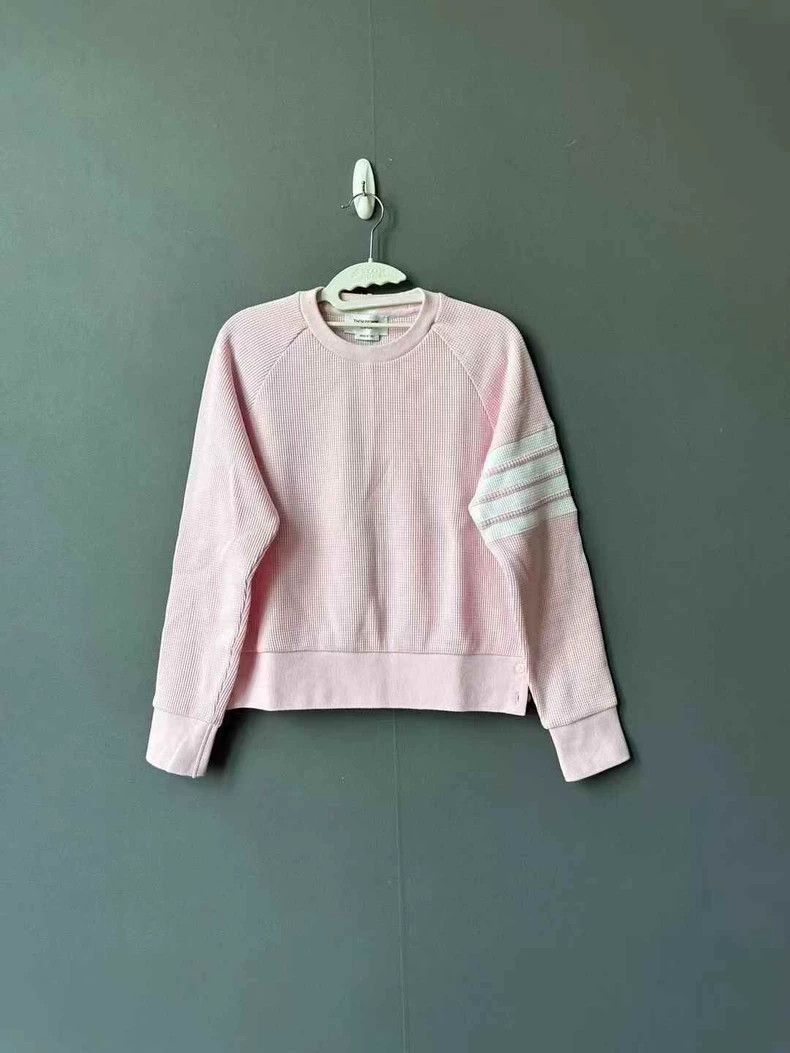 Thom Browne Thom Browne Pink Waffle Knit Sweatshirt - dmc Size US M / EU 48-50 / 2 - 1 Thumbnail